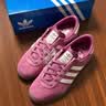 adidas「T头鞋」BARREDA休闲板鞋德训鞋男女阿迪达斯官方轻运动   粉色/汉玉白/树脂黄   36 实拍图