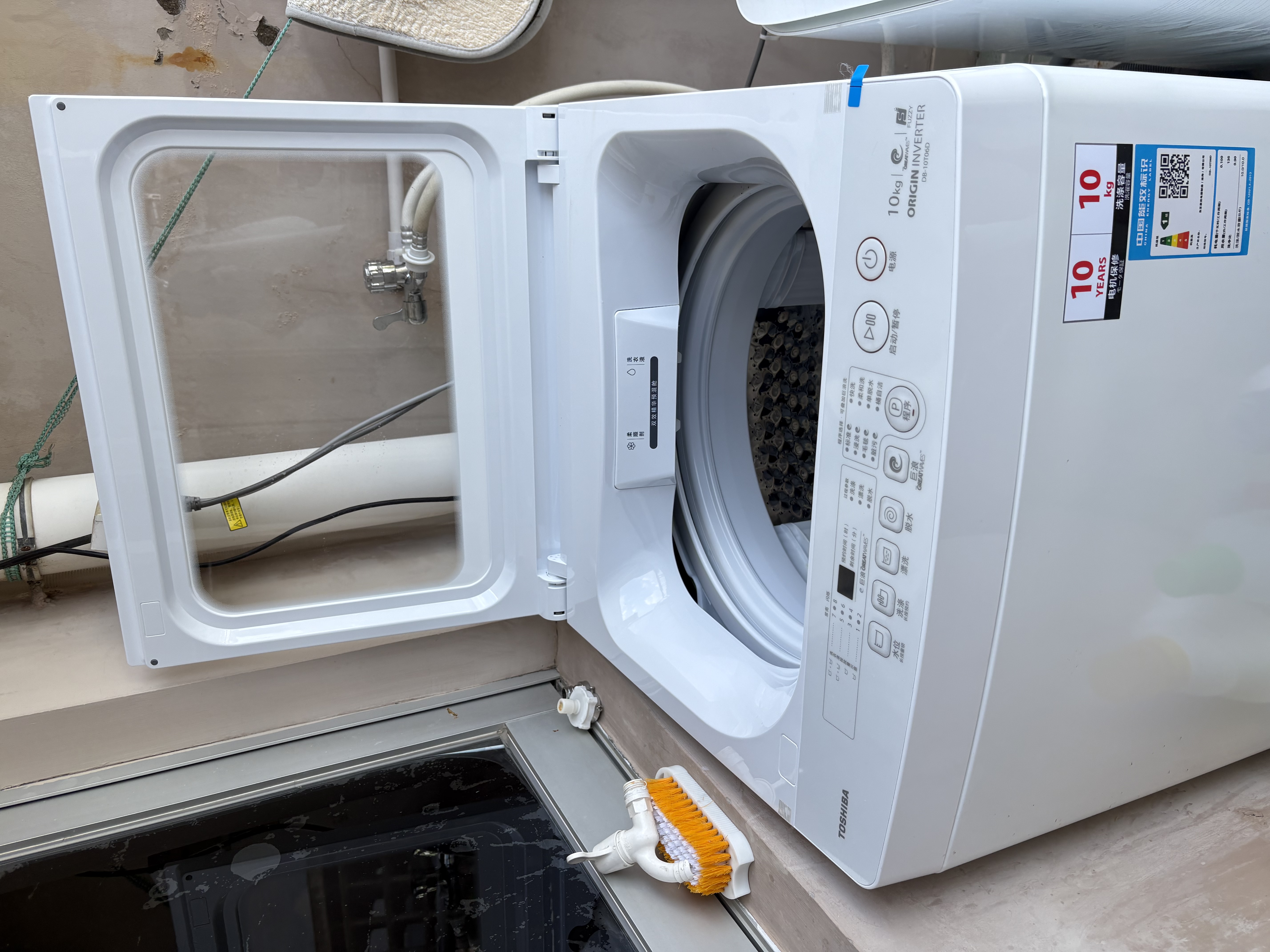 东芝（TOSHIBA）T06不弯腰波轮洗衣机全自动 直驱变频10公斤大容量白色 防缠绕一级能效宿舍租房DB-10T06D 实拍图