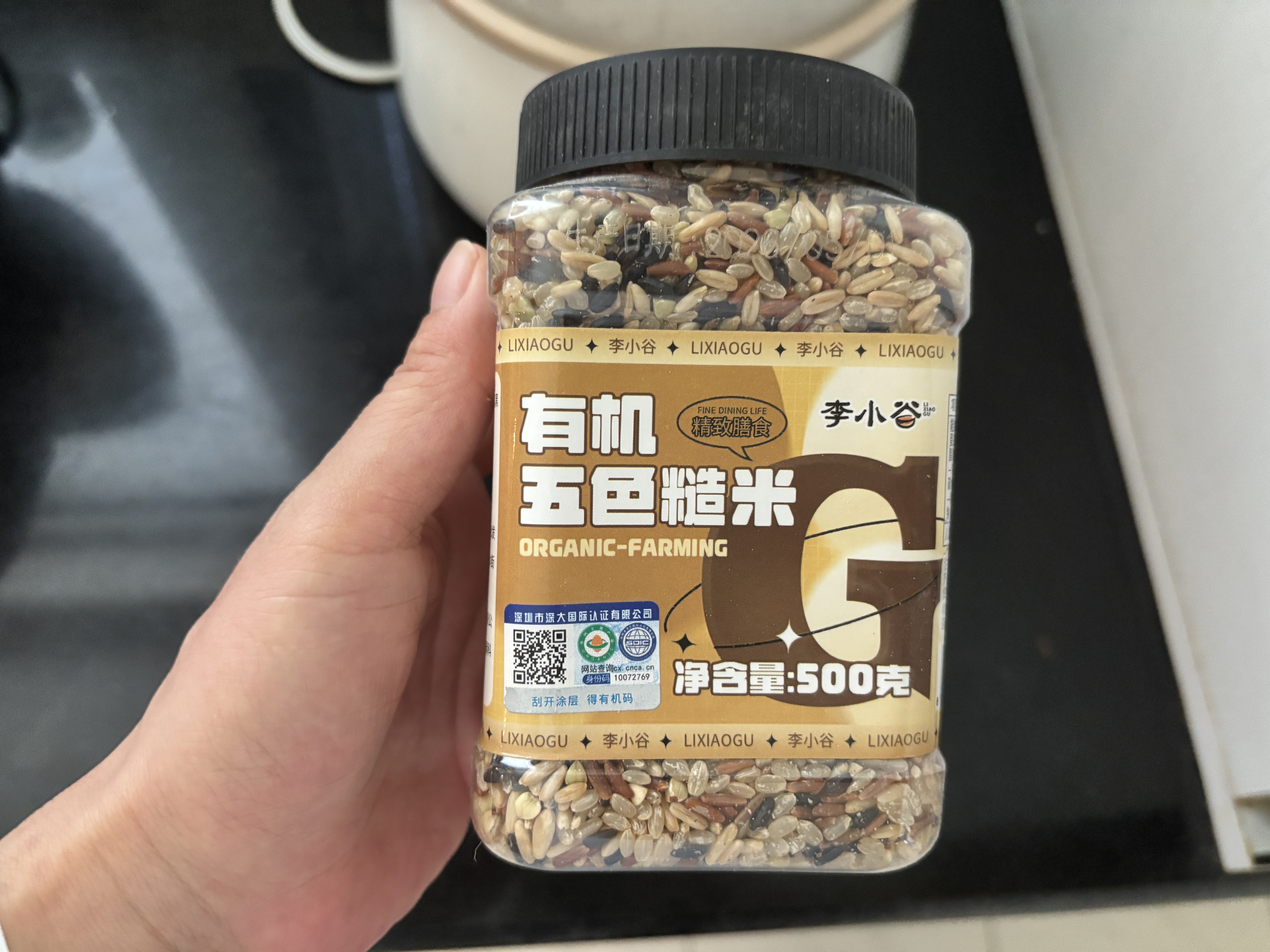 李小谷 有机五色糙米500克罐装(含黑米红米燕麦米荞麦等腊八粥米原料) 实拍图