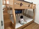 可颜上下铺床儿童床男孩女孩卡通高低床子母床双层床小户型实木上下床 柜梯款 上床宽115  下床宽135 实拍图