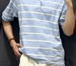 优衣库快干POLO衫/短袖/条纹男装女装合作款/T恤485565 63 天蓝色 M 实拍图