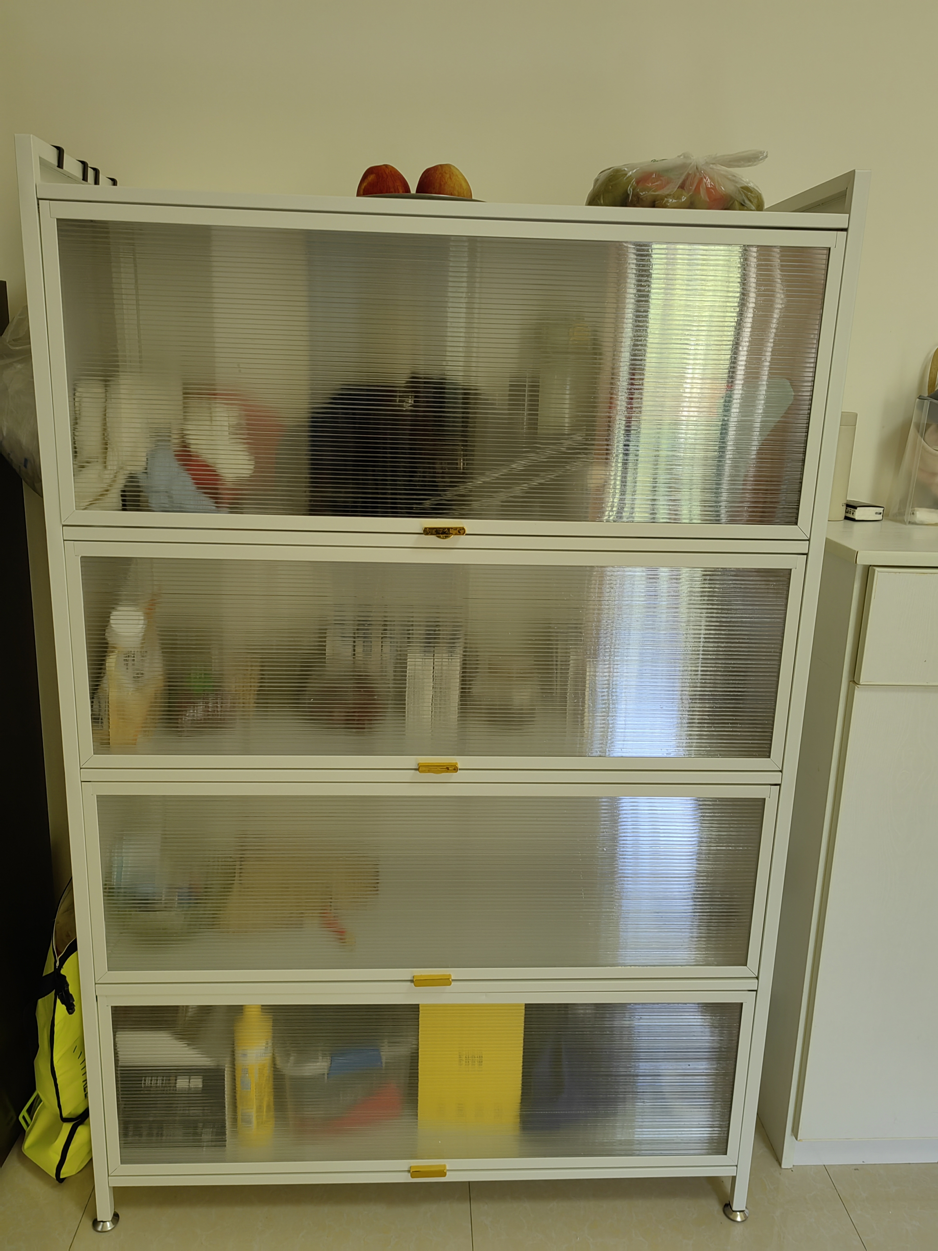 帅仕（shuaishi）厨房用具置物架落地多层餐边柜收纳碗柜家用橱柜微波炉烤箱储物柜 【加高加厚】白5层100长44深丨双线孔可通电丨一体侧板 实拍图