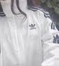 adidas复古风休闲梭织立领夹克外套男女秋季阿迪达斯官方三叶草   亮白   L 实拍图