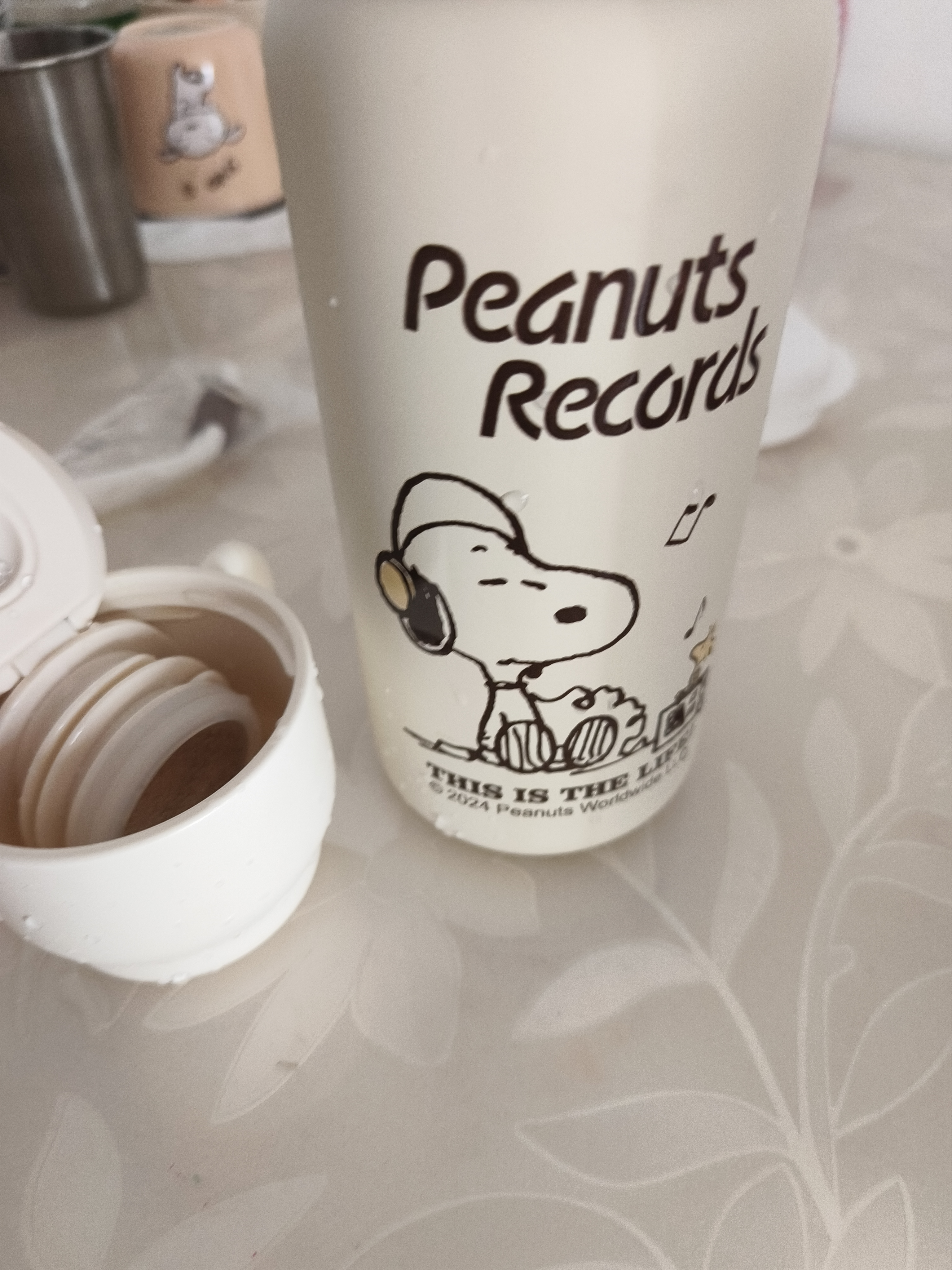 史努比（SNOOPY）保温杯316不锈钢大容量水杯学生男女士车载户外便携杯子 530ML咖 实拍图