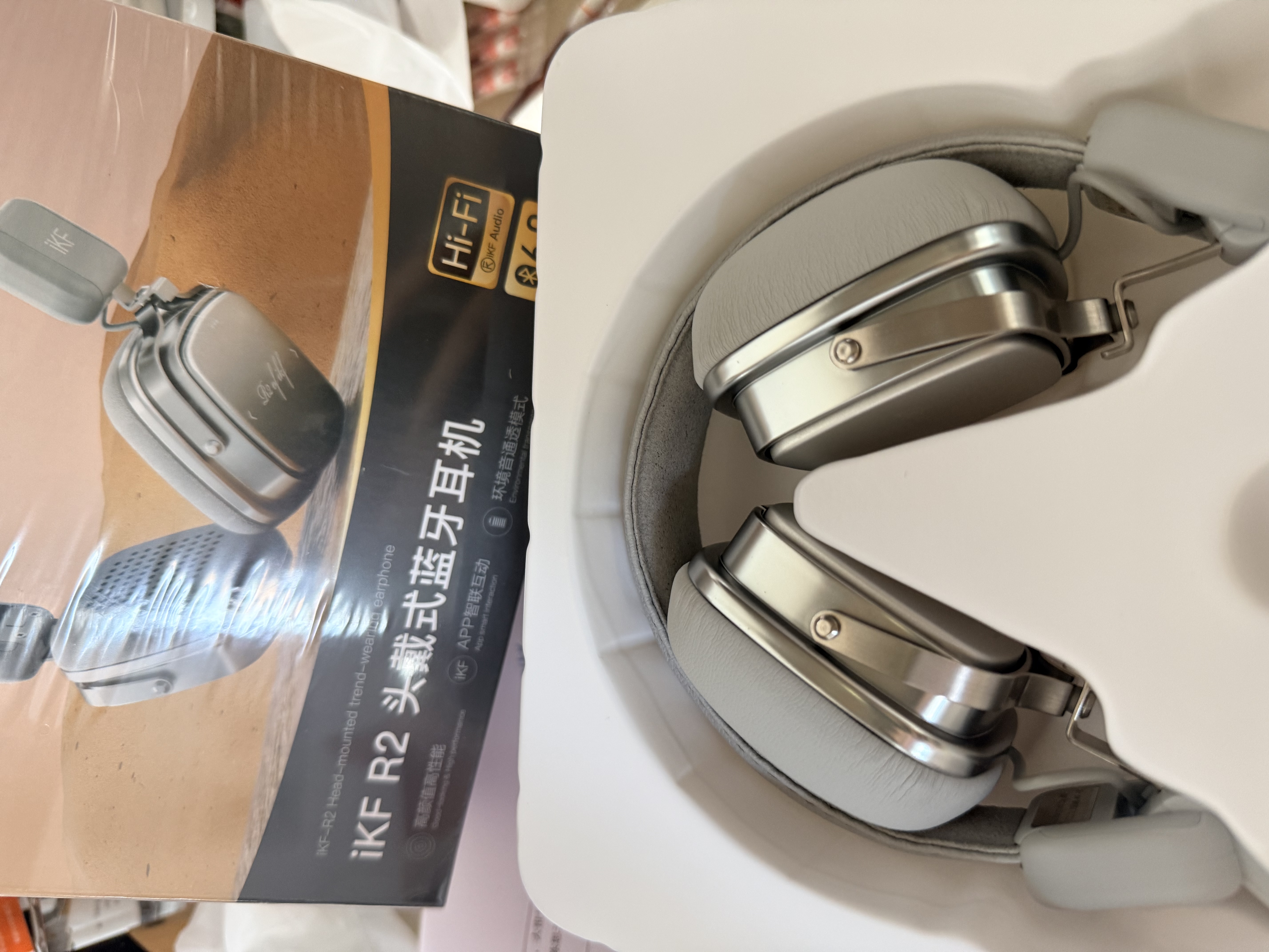 iKF R2复古耳机头戴式蓝牙无线潮流高音质高颜值时尚数码男女生拍照小巧美式日韩风穿搭耳机银光灰 实拍图