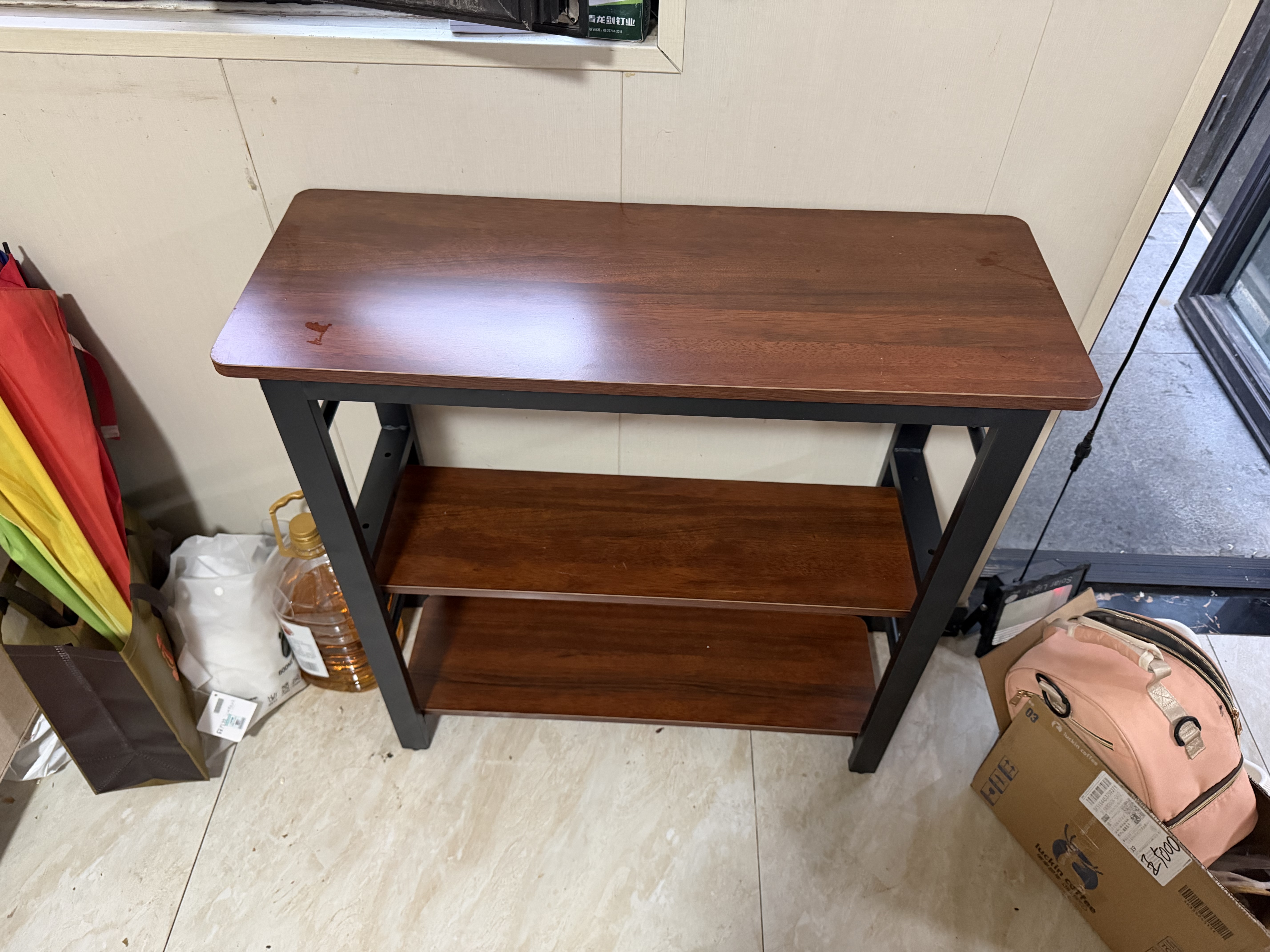 全品屋厨房置物架多功能落地橱柜切菜桌子工作台餐边储物架窄边柜咖83 实拍图