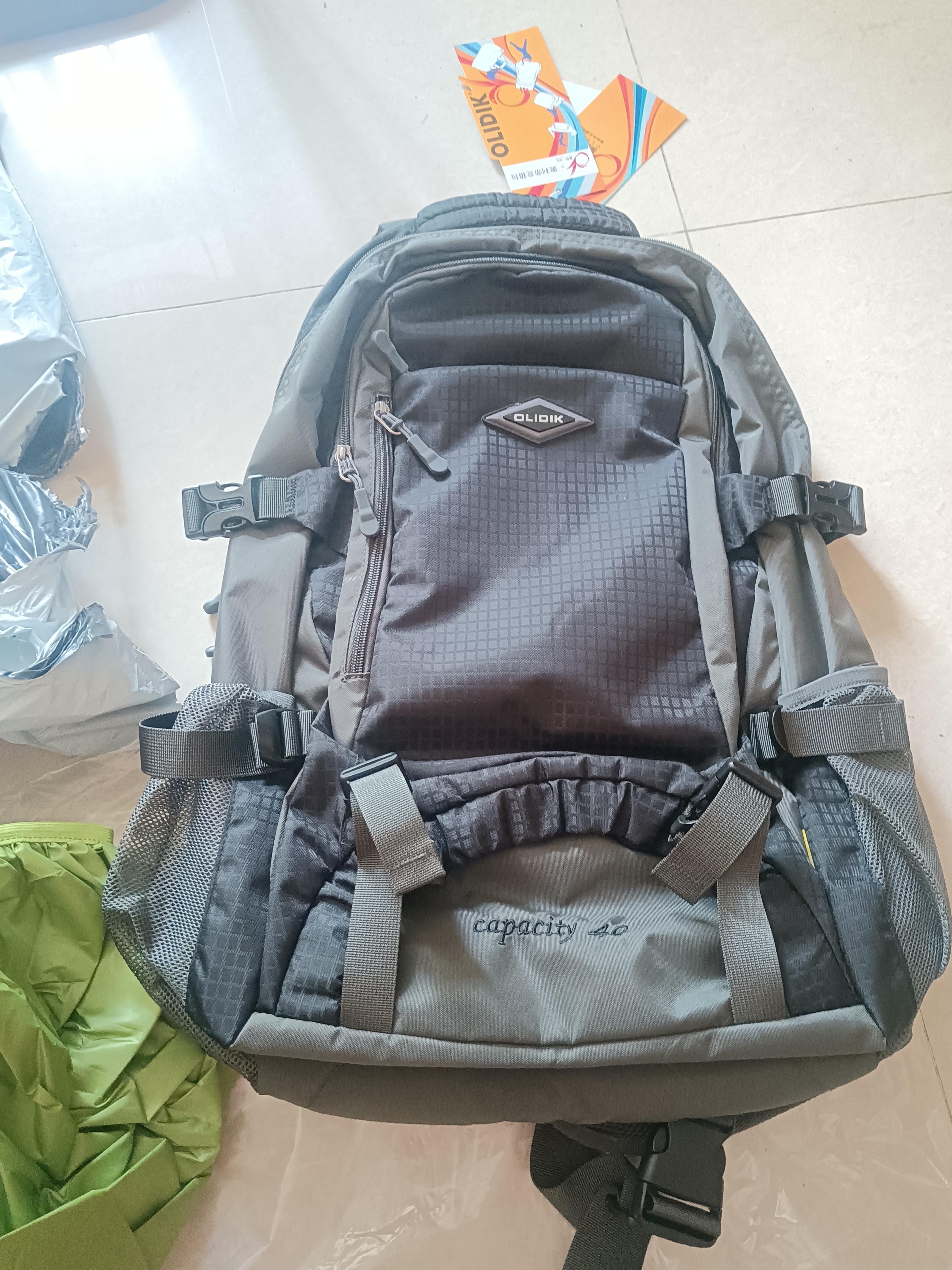 奥利·帝克 旅行双肩包男背包女旅游休闲大容量行李包韩版户外登山包 大号40L黑色（3046#） 实拍图