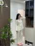 LULU CARTER甜美风波点真丝睡衣2026夏秋季新款女士带胸垫三件套家居服礼盒装 奶黄色-长袖长裤 （带可拆卸胸垫） L 建议100斤-120斤 实拍图