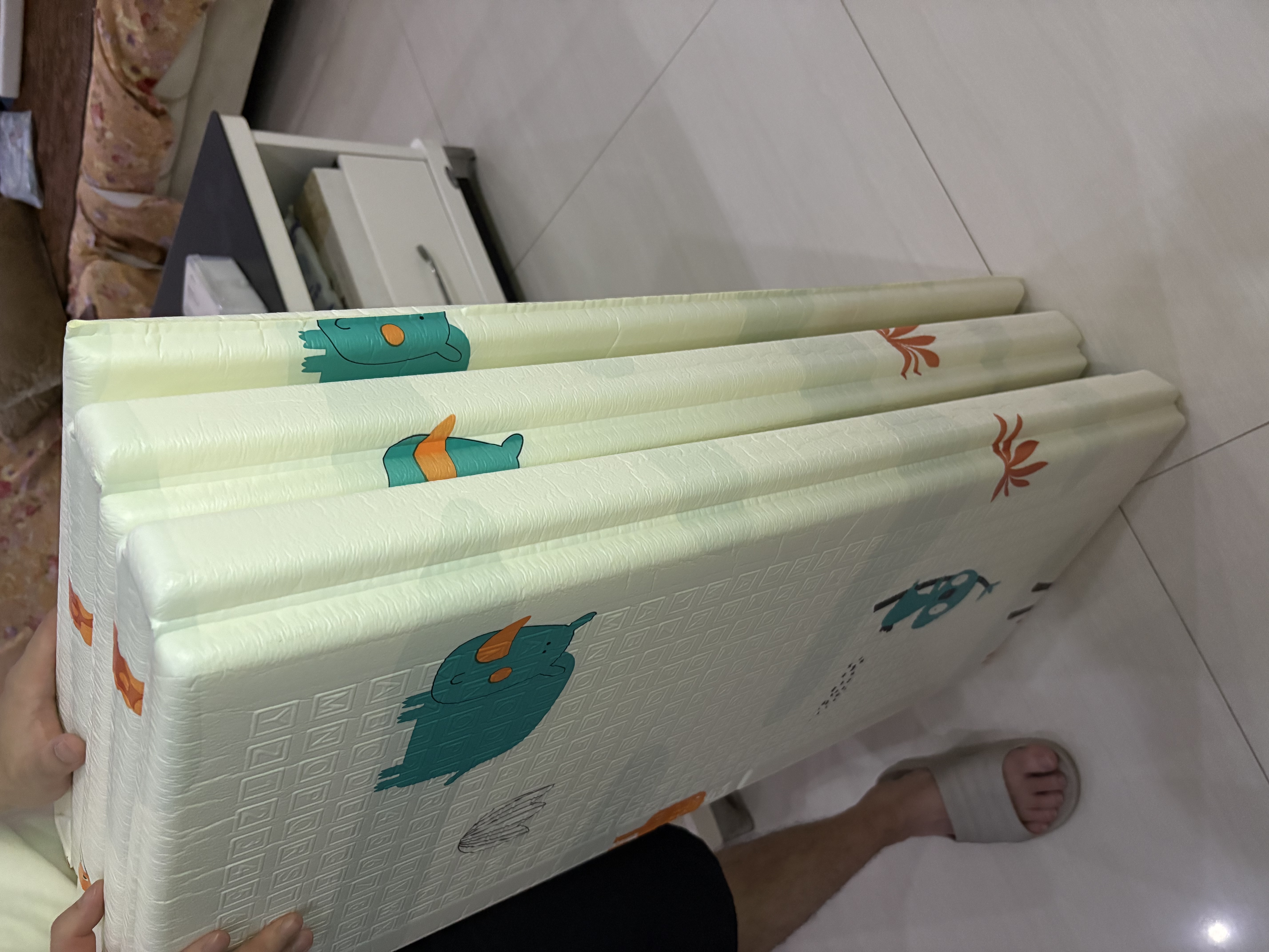 贝博氏babybox爬爬垫婴儿宝宝爬行垫抗菌XPE加厚可折叠地垫200*180*2cm 实拍图