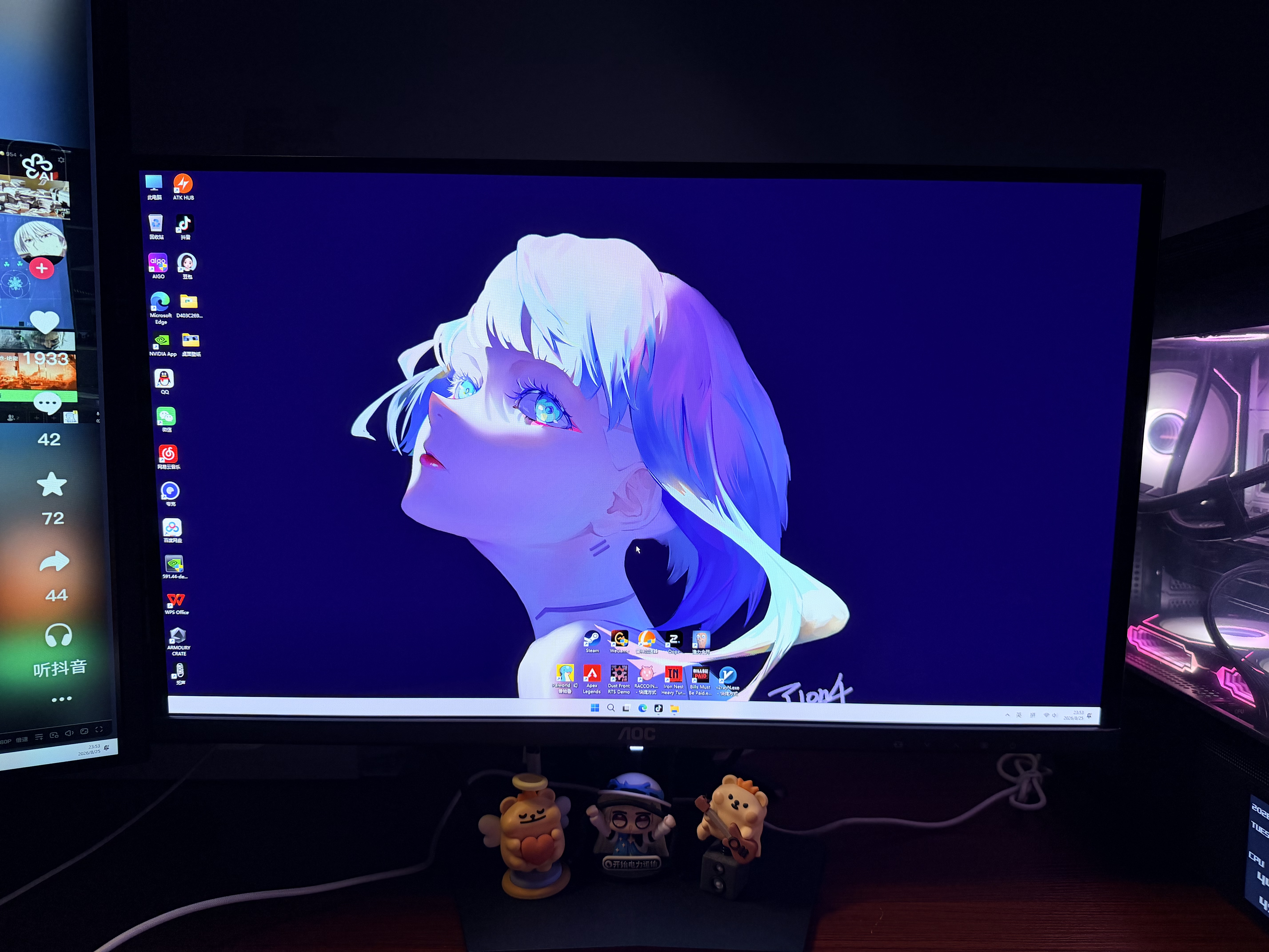 AOC 27英寸2K 原生280Hz QD-OLED 原生10Bit 硬件低蓝光TUV护眼 电竞游戏显示器Q27G41ZDE 实拍图