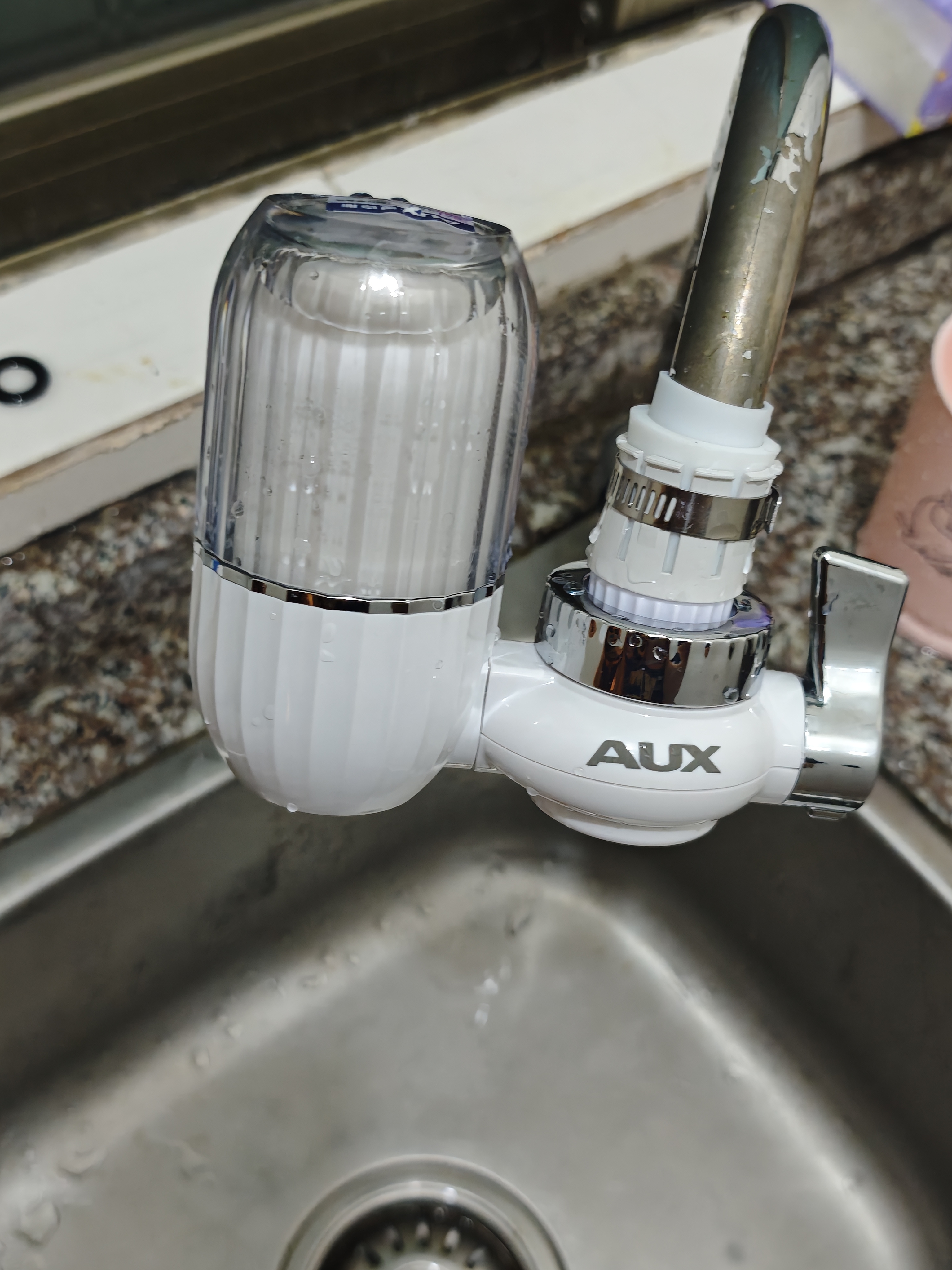 奥克斯（AUX）净水器家用水龙头过滤器自来水直饮滤水器前置超滤厨房通用T3龙头净化器 1机1芯(可清洗陶瓷滤芯) 实拍图