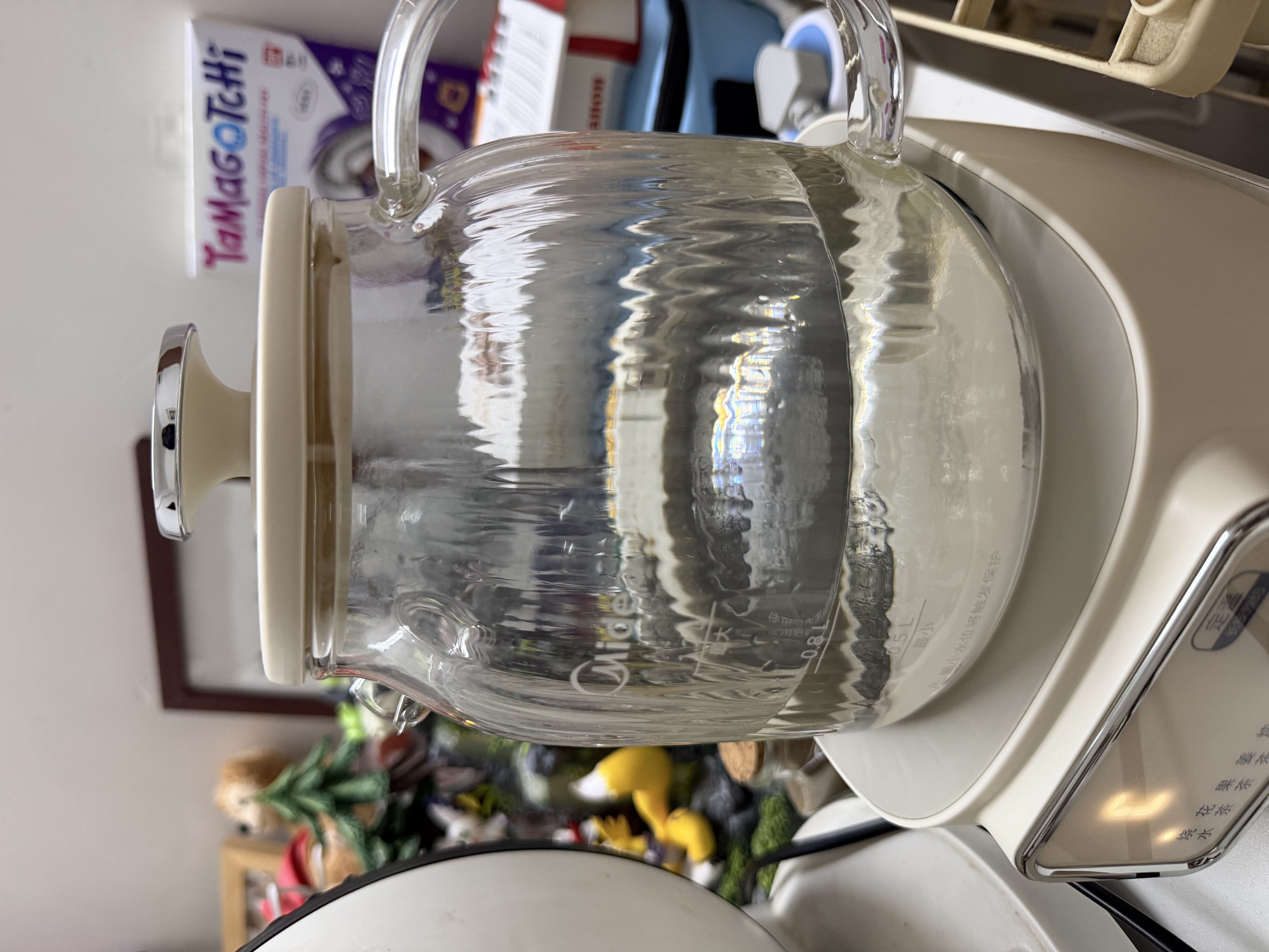 美的（Midea）花漾0胶水全玻璃养生壶多功能煮茶壶母婴烧水壶调奶器智能恒温电热水壶全自动一体1.2L YS12B302J 实拍图