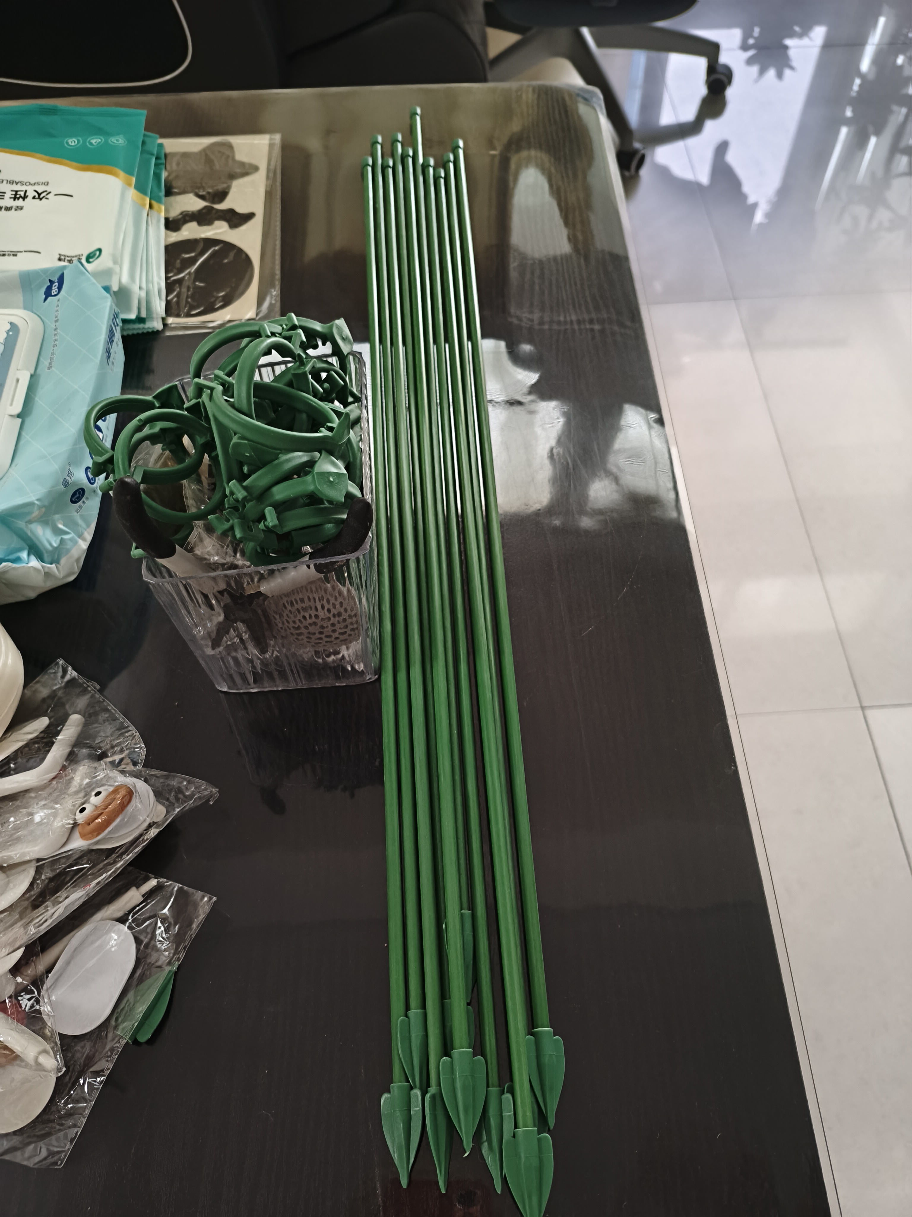 CPAI植物支撑杆花架固定器园艺扶持架花卉防倒伏花杆爬藤神器兰花支架 高60cm【玻纤杆10根】送20个卡扣 实拍图