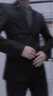 vocacool西服套装男修身青年正装职业装三件套结婚礼服上班面试学生外套 黑色两扣(西服西裤白衬衫黑领带) L/106-114斤 实拍图