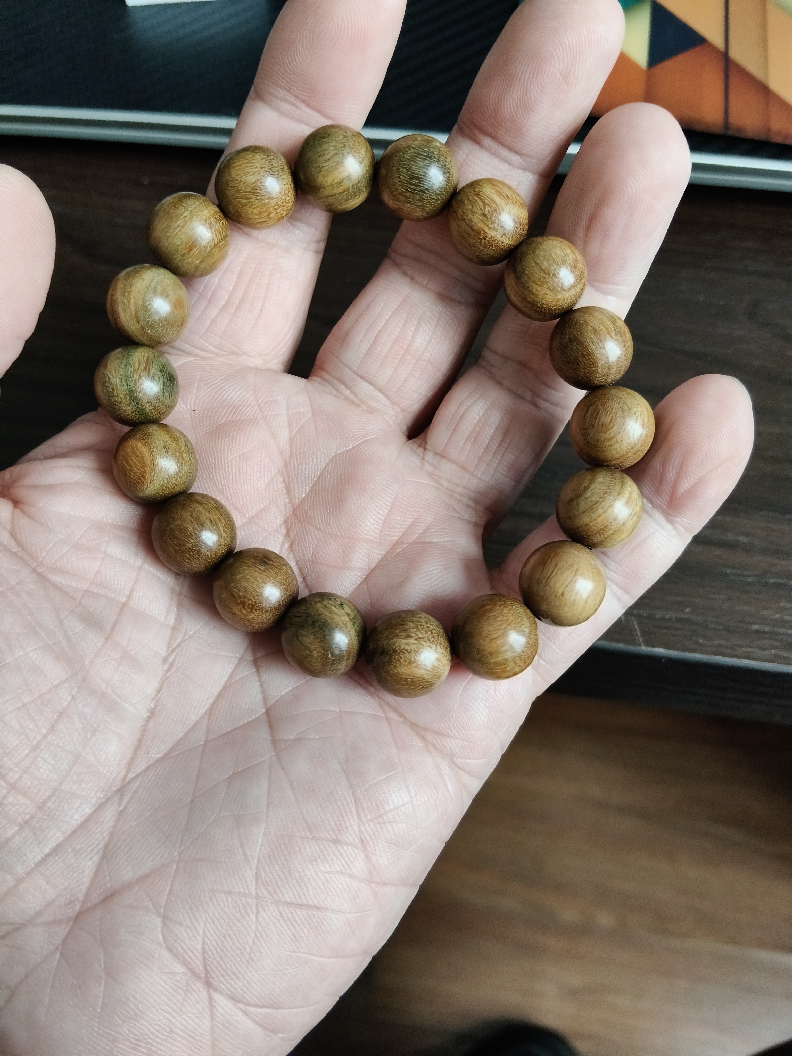 曼阿丽天然绿檀手串野生老料天然女款手链男款檀木盘珠文玩檀香佛珠串珠 【秒沉水】百木级老绿檀12MM手串 实拍图