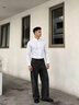 罗蒙（ROMON）衬衫男士春季长款免烫长袖商务职业正装凉感衬衣爸爸装CS01白41 实拍图