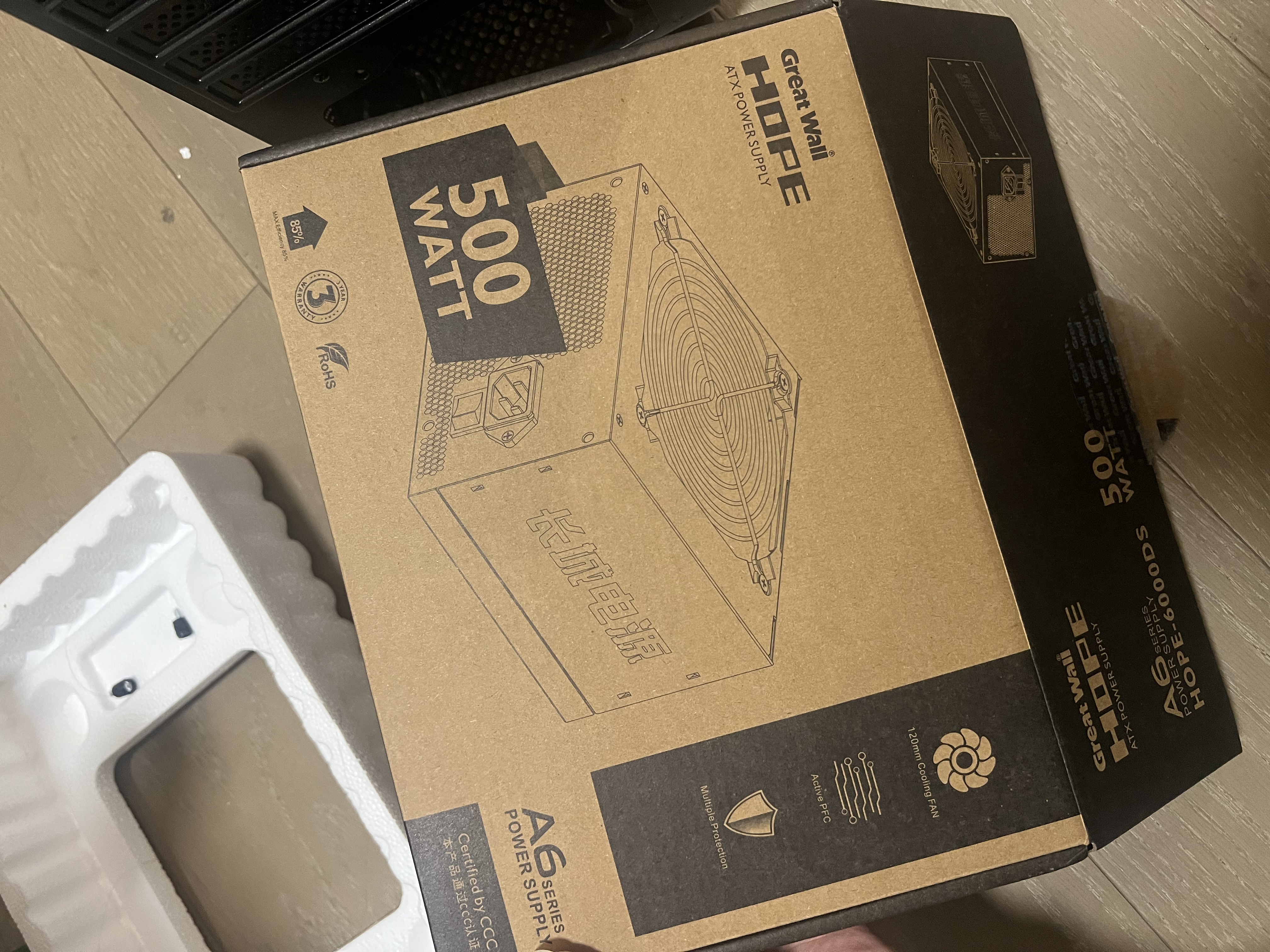 长城（Great Wall） HOPE系列电脑电源（长线材/宽幅/温控风扇） 6000DS 额定功率500W HOPE系列 实拍图
