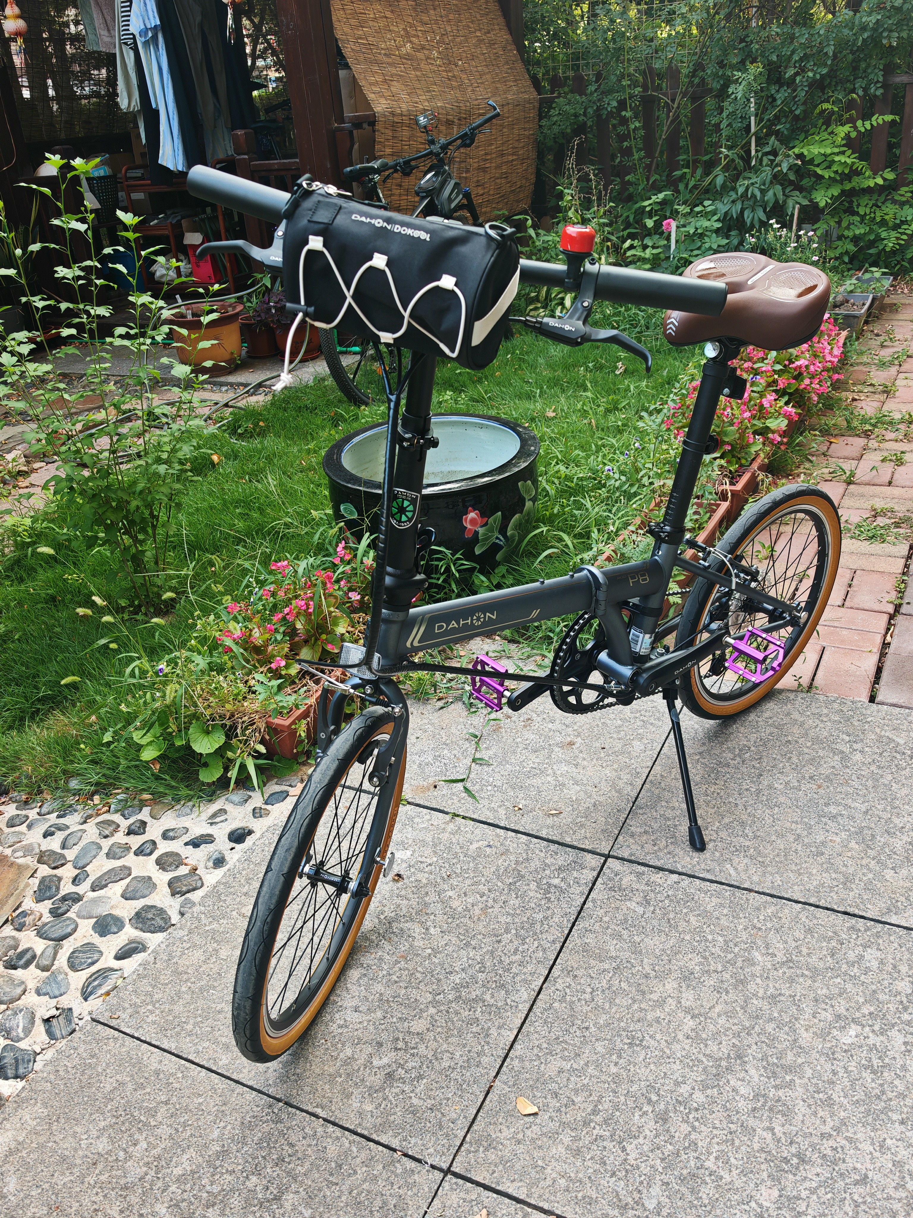 大行（DAHON）折叠自行车配件车头包挎包户外骑行p8车前包大容量防水收纳储物袋 米黑 实拍图