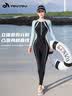 佑游游泳衣女连体长袖长裤防晒温泉浮潜冲浪泳装三件套16081黑绿色XL 实拍图