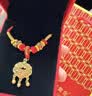 中国黄金（CHINA GOLD）黄金福字金锁项链宝宝套装足金长命平安锁吊坠婴儿金饰周岁礼物 【今/次日达】平安锁项链【红绳】约0.8g 实拍图