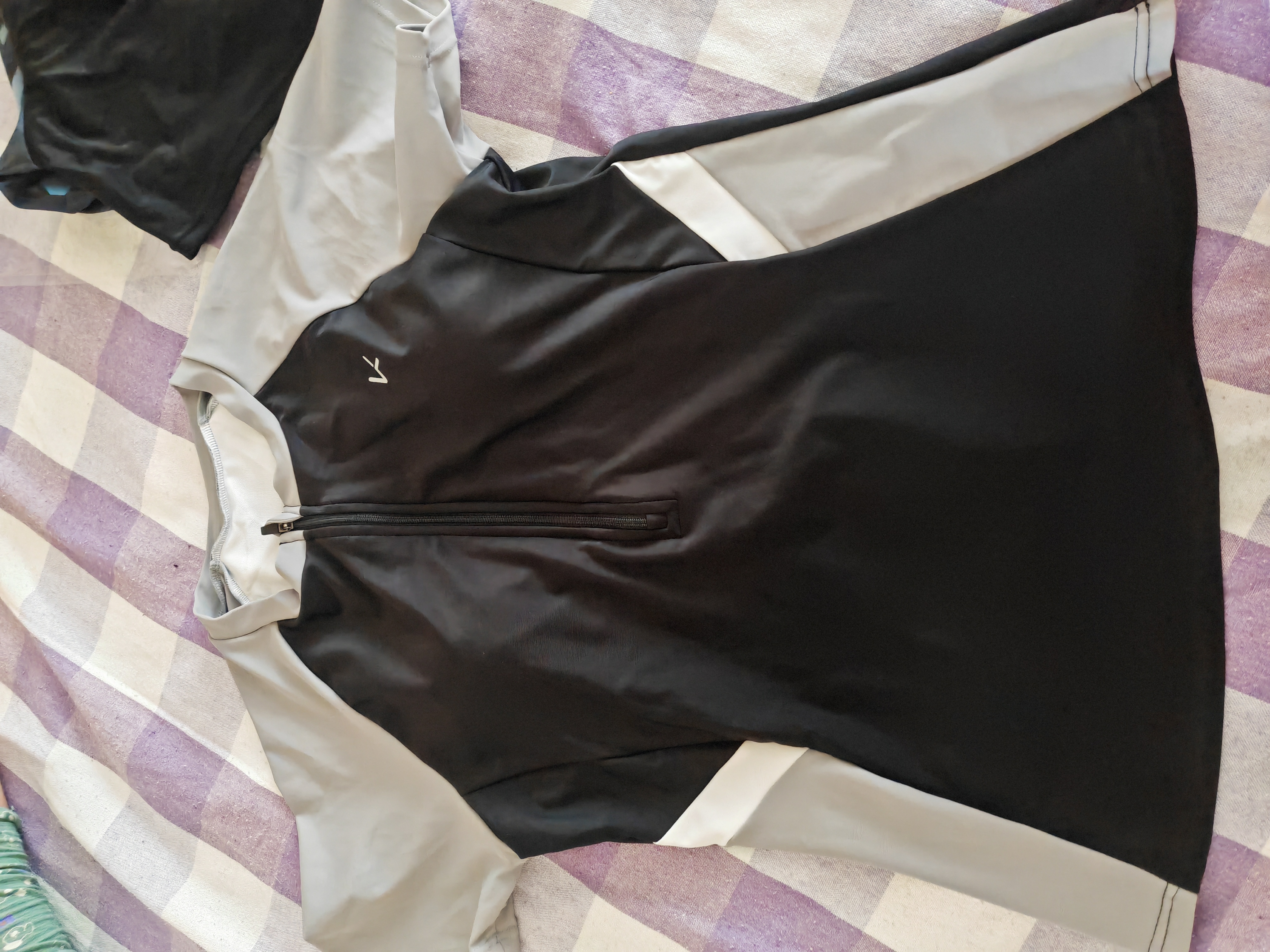 Keep游泳衣女分体保守微胖女孩显瘦运动泡温泉大码泳装 灰白黑2XL 实拍图