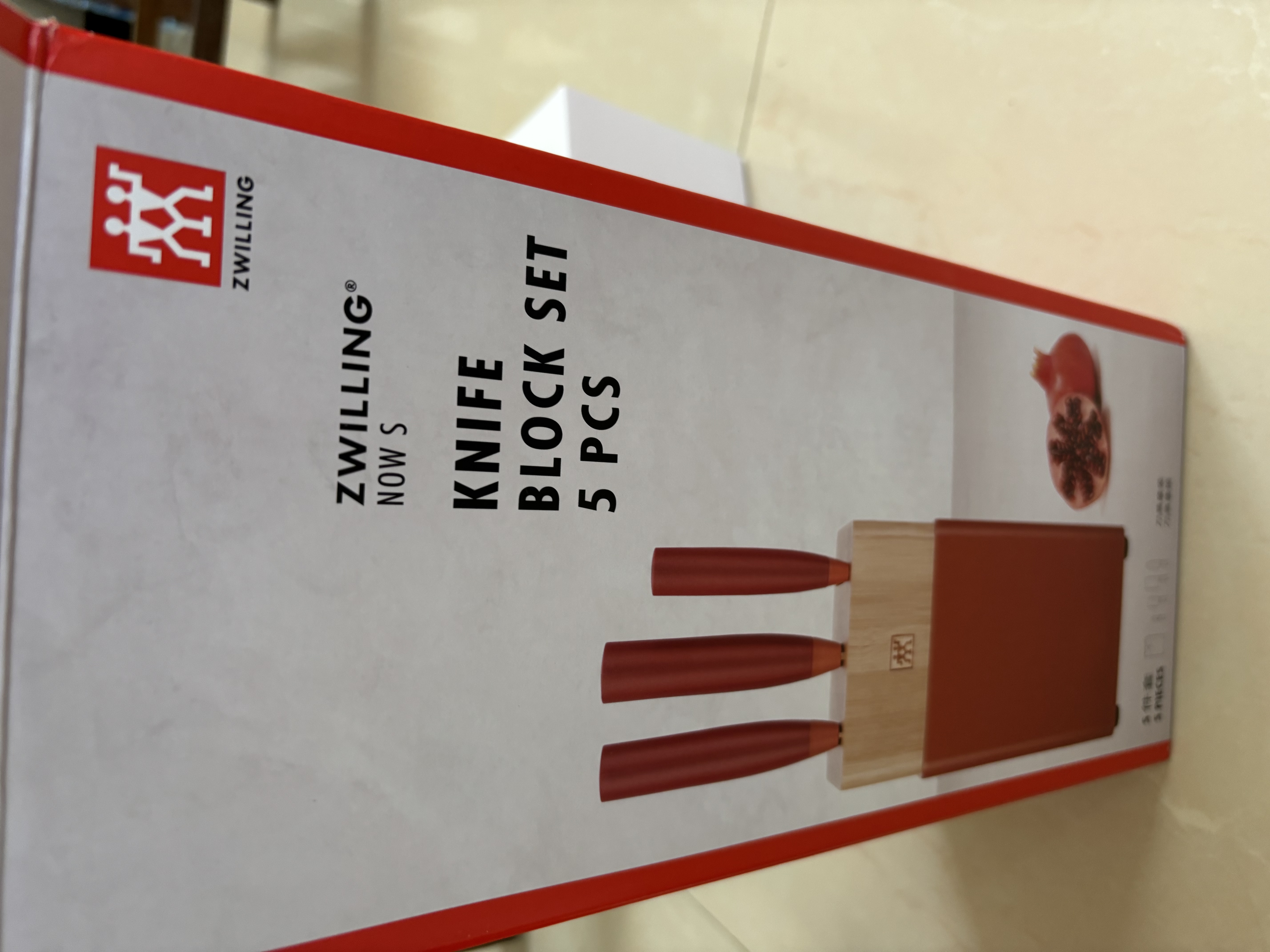 双立人（ZWILLING）刀具套装菜刀多用水果刀砍骨刀切菜刀切肉刀刀架NOW S厨房用具 石榴红刀具 5件套 实拍图