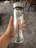 双层加厚玻璃杯高硼硅保温杯带茶隔男士水杯茶水分离耐热450mL 双层加厚-钢本色450ml 实拍图