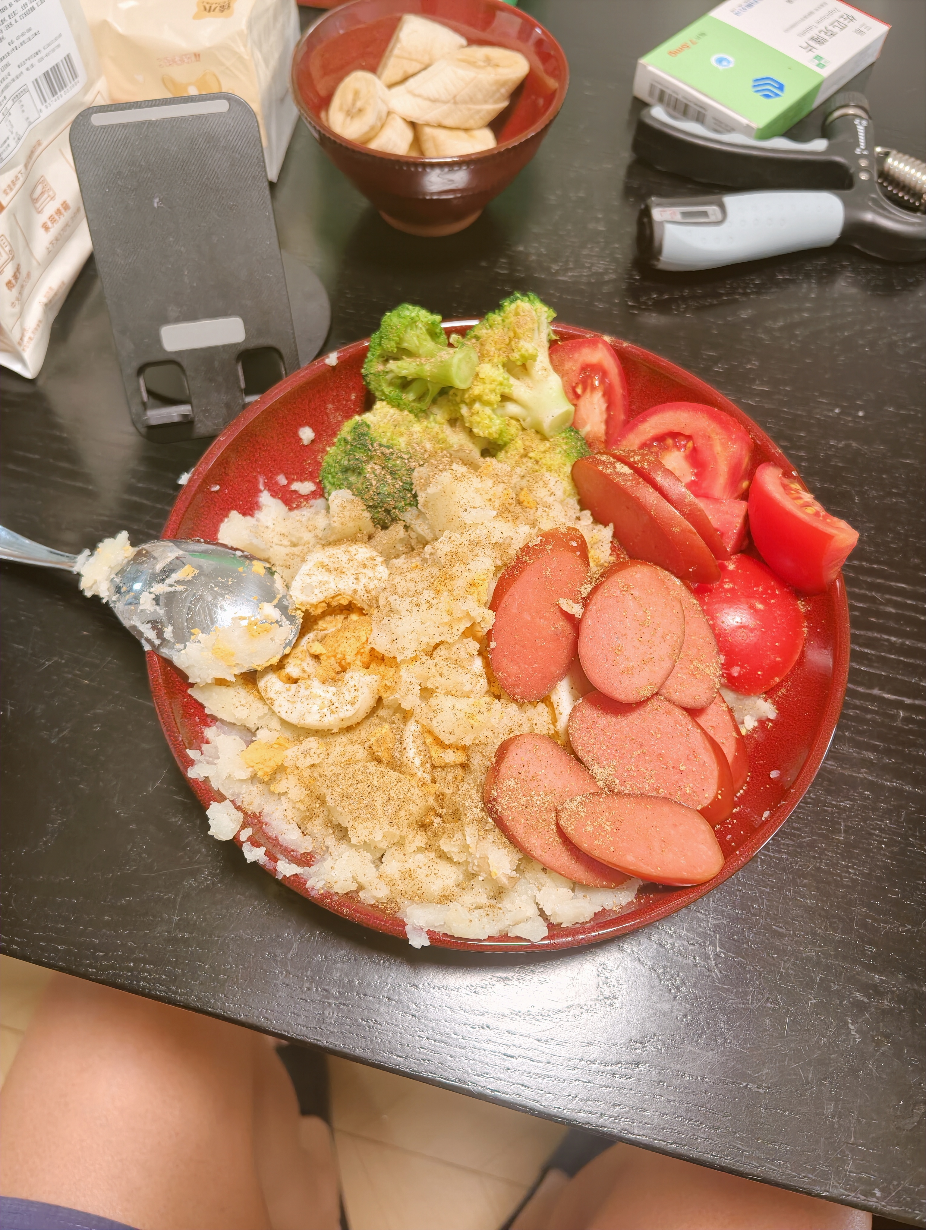 欣美雅（xinmeiya）玻璃饭盒可微波炉加热专用碗学生上班族带饭餐盒保鲜分隔型便当盒 大长三隔1050ml（单只）+保温包+不锈钢餐具 实拍图