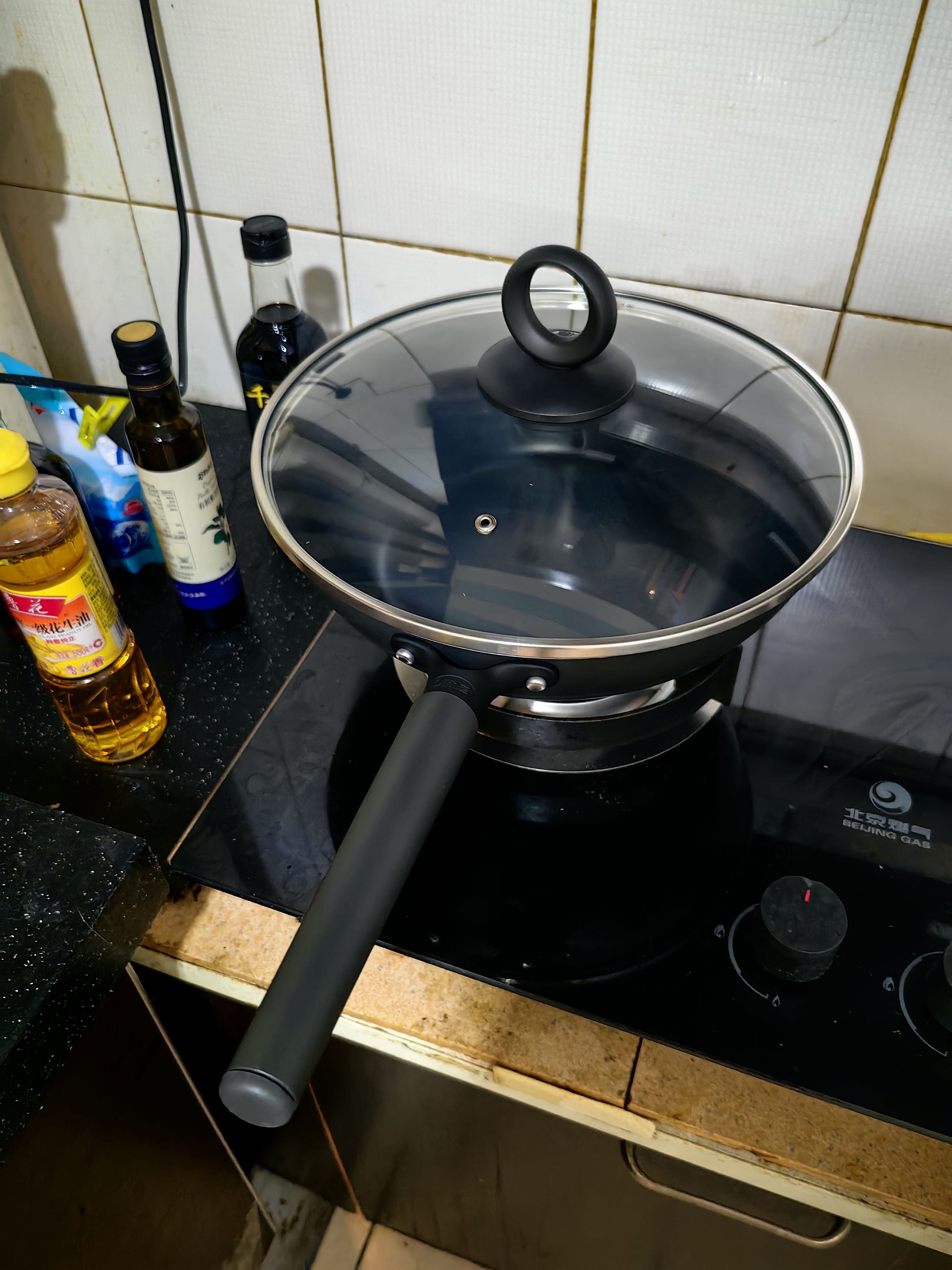 三禾无涂层不粘炒锅炒菜锅无油烟钛合金钛锅具30cm天穹黑配钢铲LC30S1 实拍图