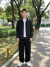 罗蒙（ROMON）夹克男潮流春秋季商务行政立领宽松休闲防风外套男装JK83黑色XL 实拍图