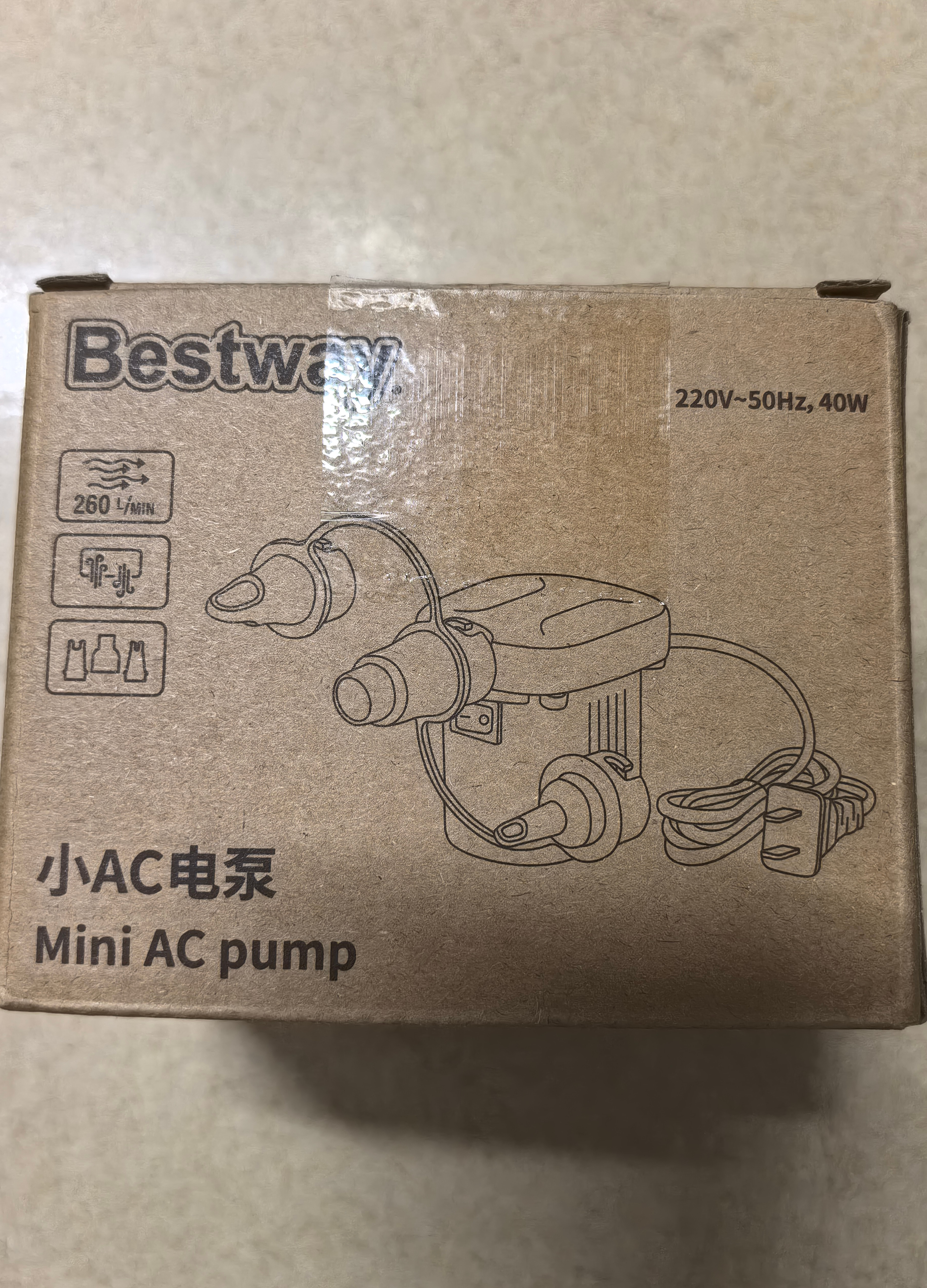 Bestway充气床垫帐篷气垫游泳圈插电式打气泵小AC电泵62339黑/62350白 实拍图