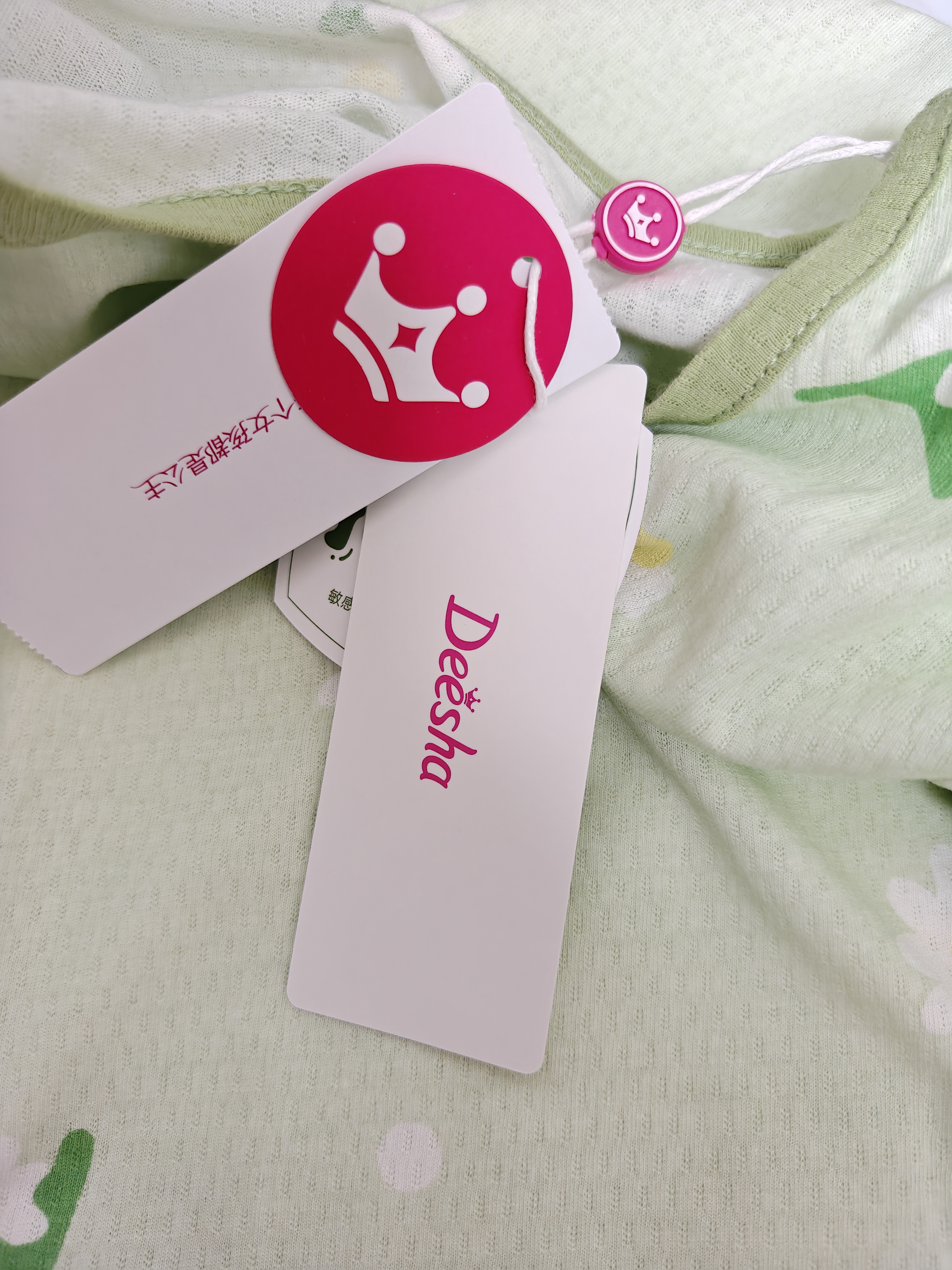 笛莎（DEESHA）女童睡裙夏季薄款纯棉网眼透气小女孩睡衣中大童裙果绿小雏菊 150 实拍图