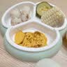 COOKSS宝宝餐盘硅胶学吃饭分格儿童餐具辅食碗餐盘带吸盘 双拼绿 实拍图