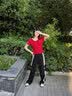 卡帕（Kappa）背靠背运动裤女士2026新款休闲条纹阔腿针织直筒裤子男K0F32AK05D 黑色-990 春夏款 M 实拍图