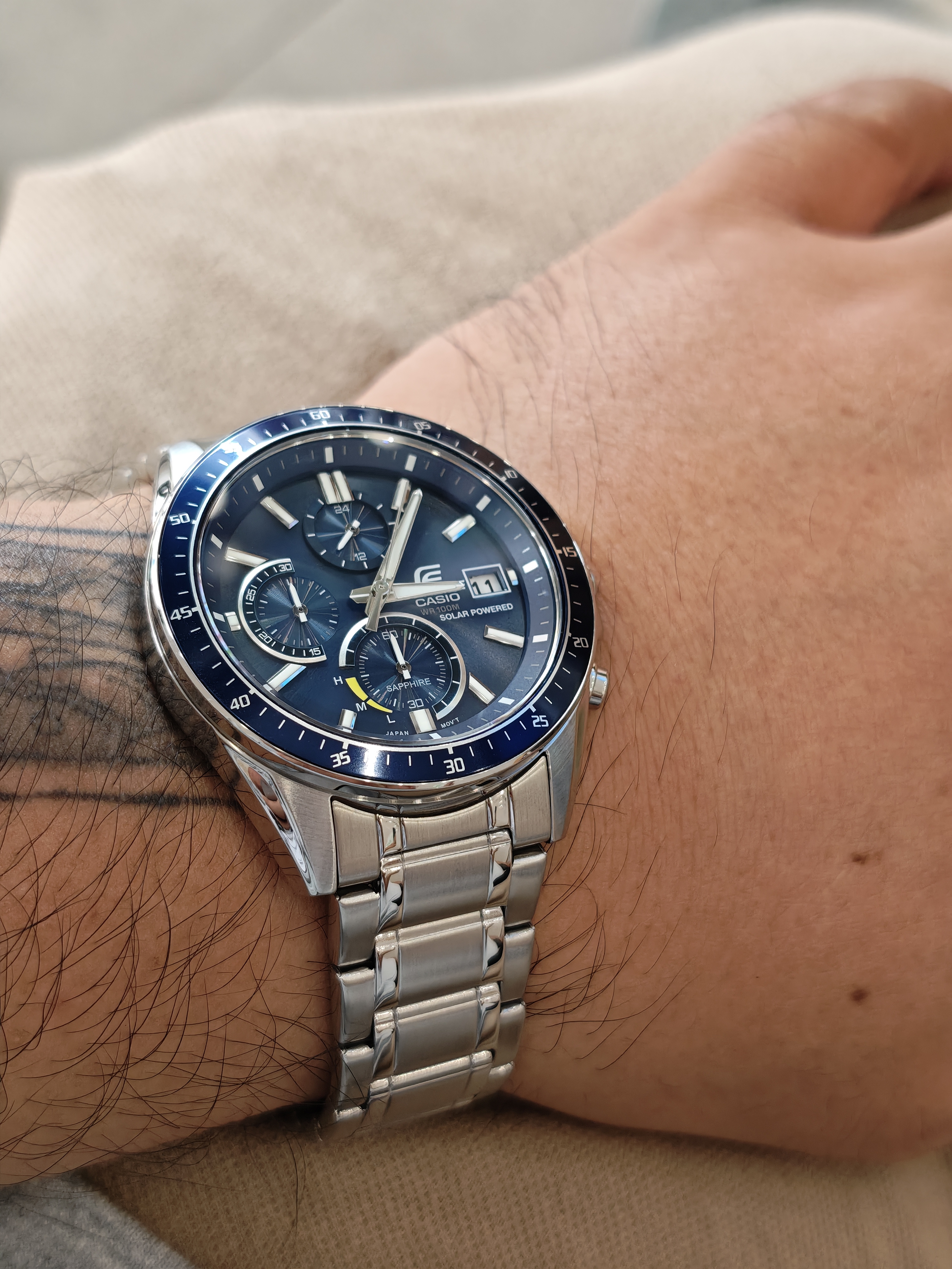 卡西欧（CASIO）手表男EDIFICE商务太阳能石英表休闲简约指针日韩表送男友520礼物 EFS-S510D-2A  太阳能蓝盘 实拍图