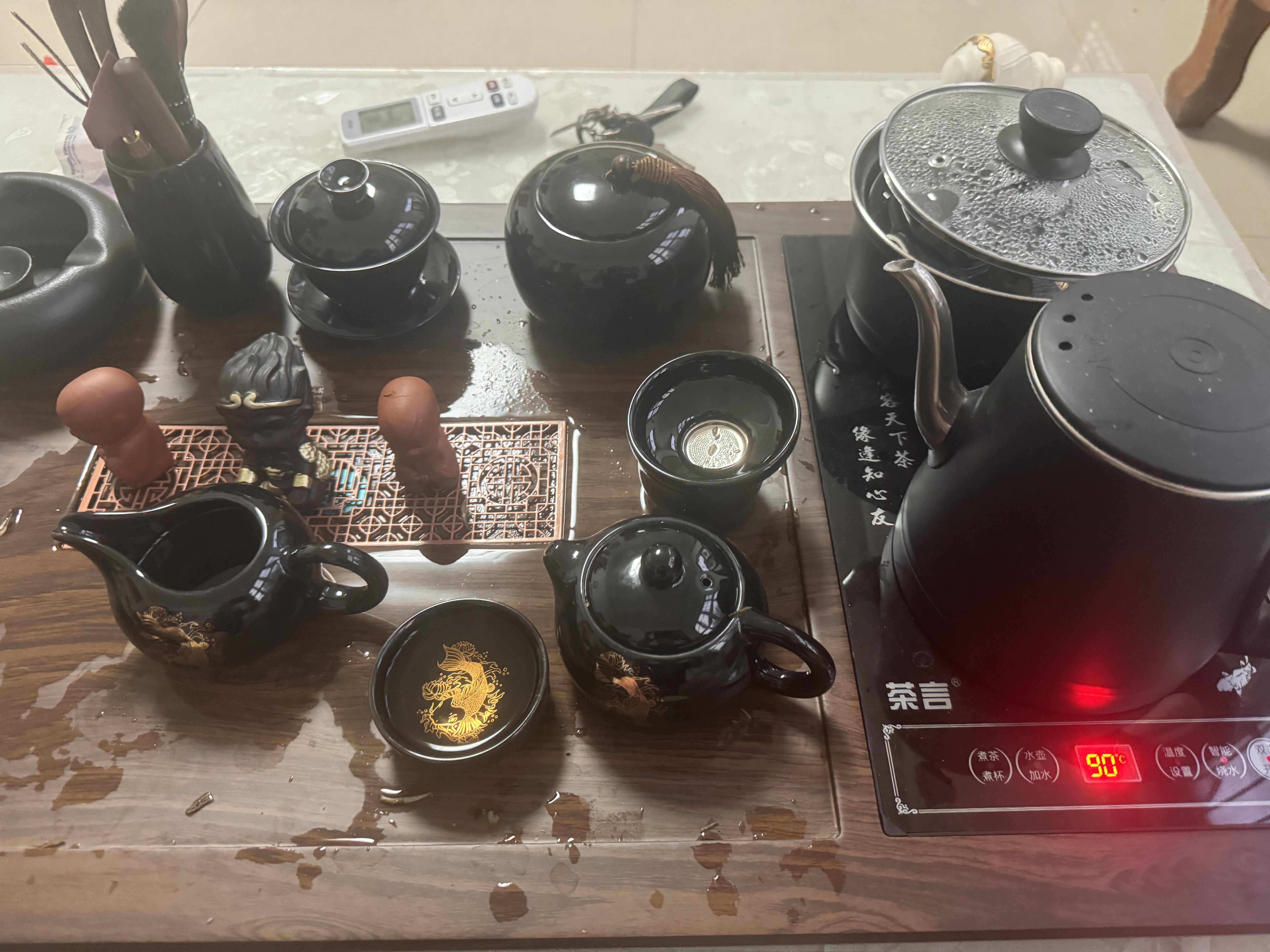 原和功夫茶具套装家用整套自动烧水一体茶盘茶杯茶壶办公会客现代茶台 实拍图
