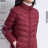 鸭鸭（YAYA）轻薄羽绒服女短款立领薄款秋冬保暖时尚休闲立领外套K 酒红色 XL 170 (建议115-125斤) 实拍图
