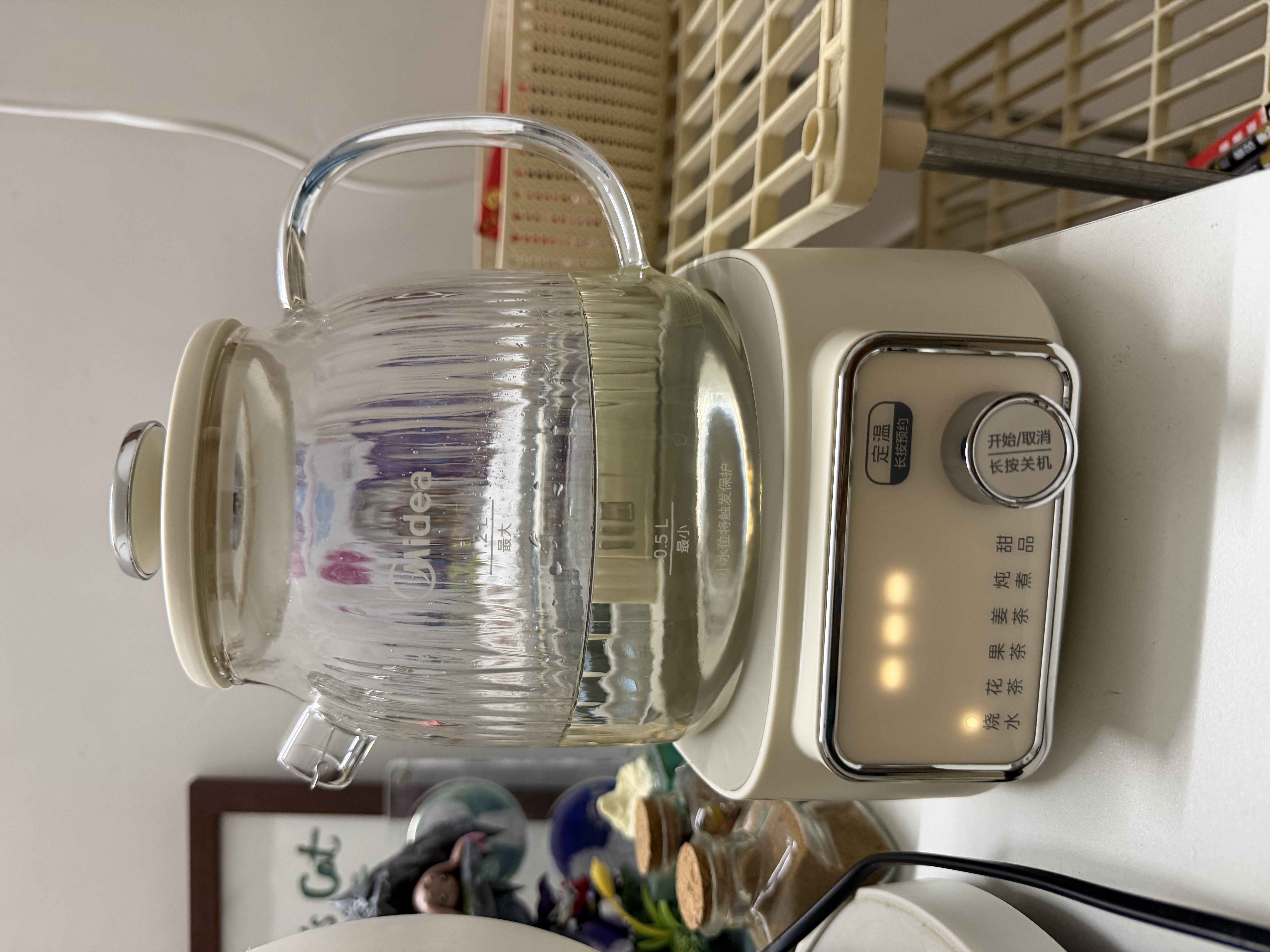 美的（Midea）花漾0胶水全玻璃养生壶多功能煮茶壶母婴烧水壶调奶器智能恒温电热水壶全自动一体1.2L YS12B302J 实拍图