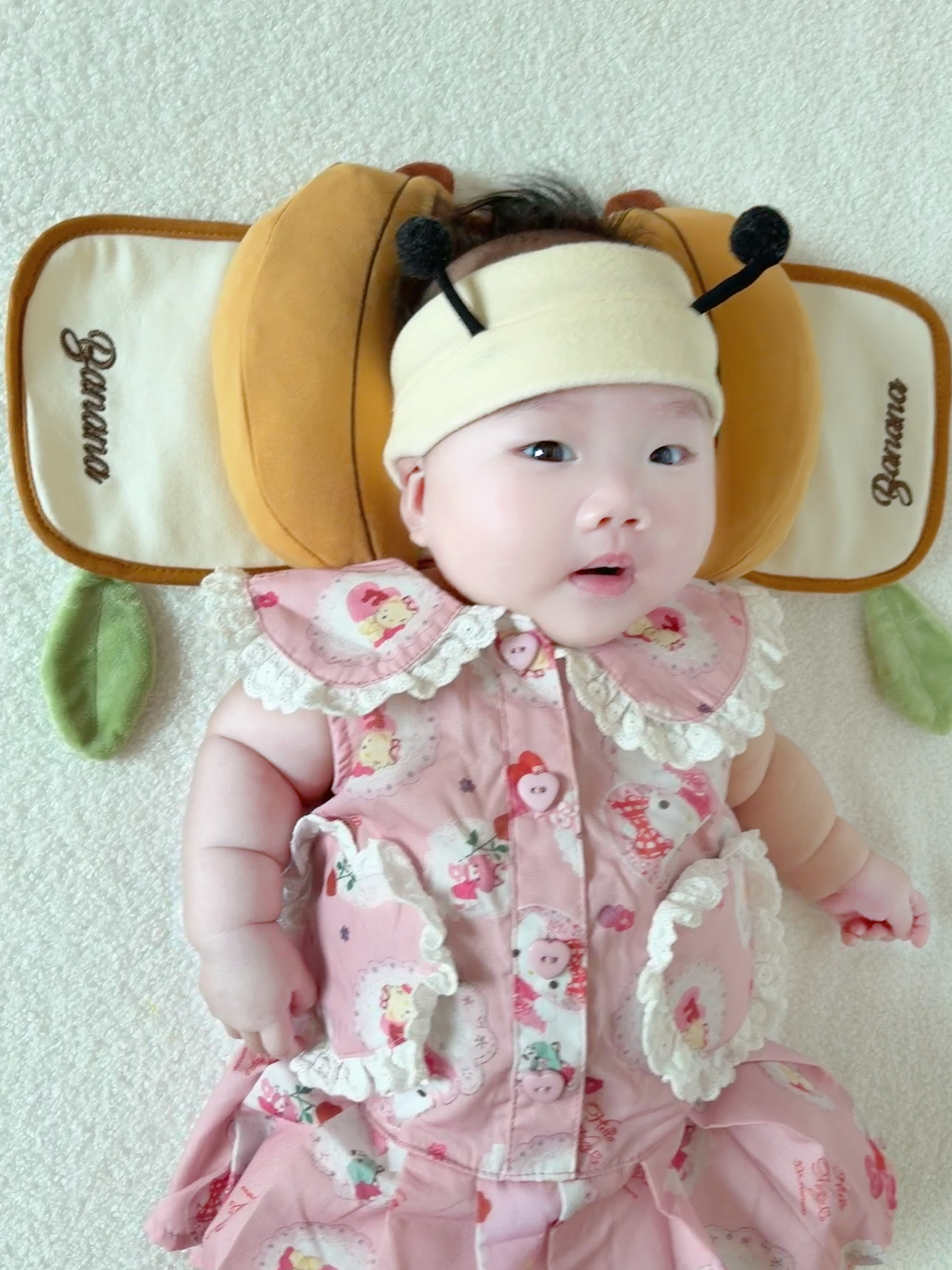 爱宝适婴儿定型枕A类小米枕抽拉式0-1岁宝宝辅助头型侧睡枕香蕉奶咖S922 实拍图