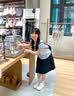 佐叙蓝色泡泡袖短袖衬衫女娃娃领双排扣日系百搭显瘦设计感小众上衣 蓝色 L （85-105斤） 实拍图