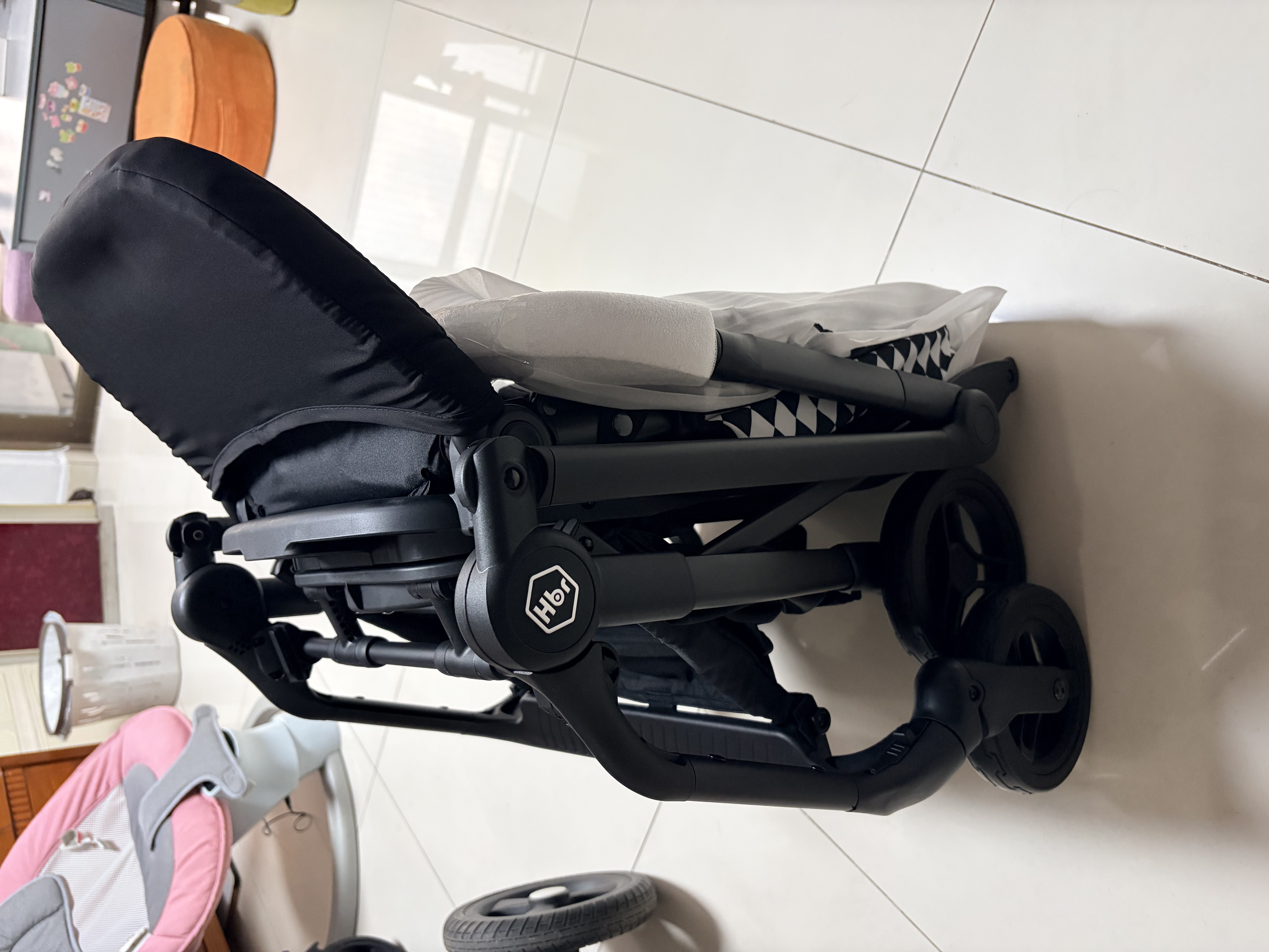 虎贝尔婴儿推车双向高景观新生儿婴儿车可坐可躺M360夜光 黑白棋盘格 实拍图