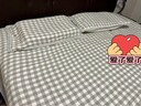 双鹤亚麻 亚麻凉席三件套 夏季亚麻凉席床单 儿童席子空调席可机洗可折叠 麻色格子（配枕套）雨露麻加厚 2.0米床适用 (实发 220cm*240cm ) 实拍图