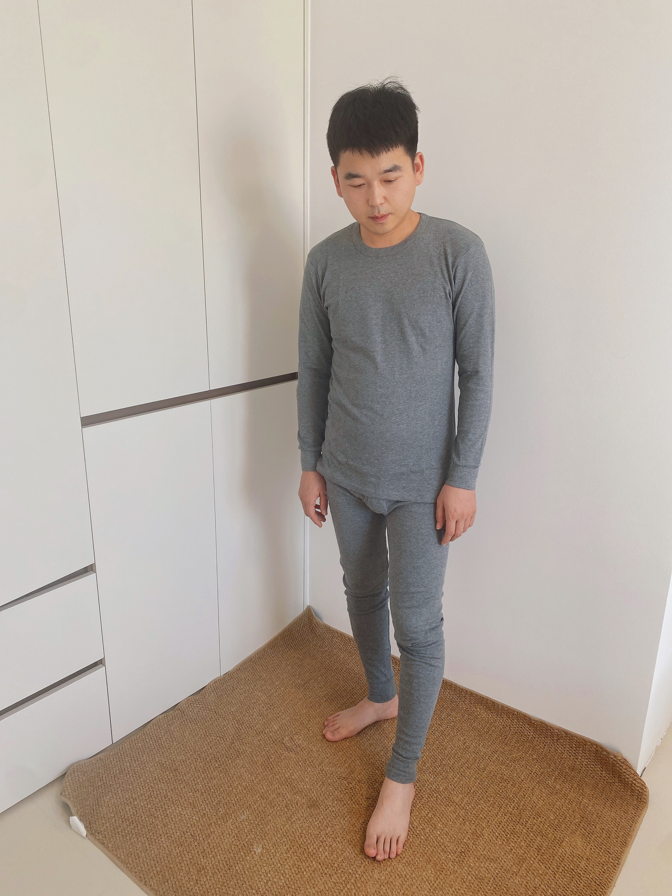 北极绒秋衣秋裤男士套装100%纯棉保暖内衣薄款圆领棉毛衫秋冬季打底 实拍图