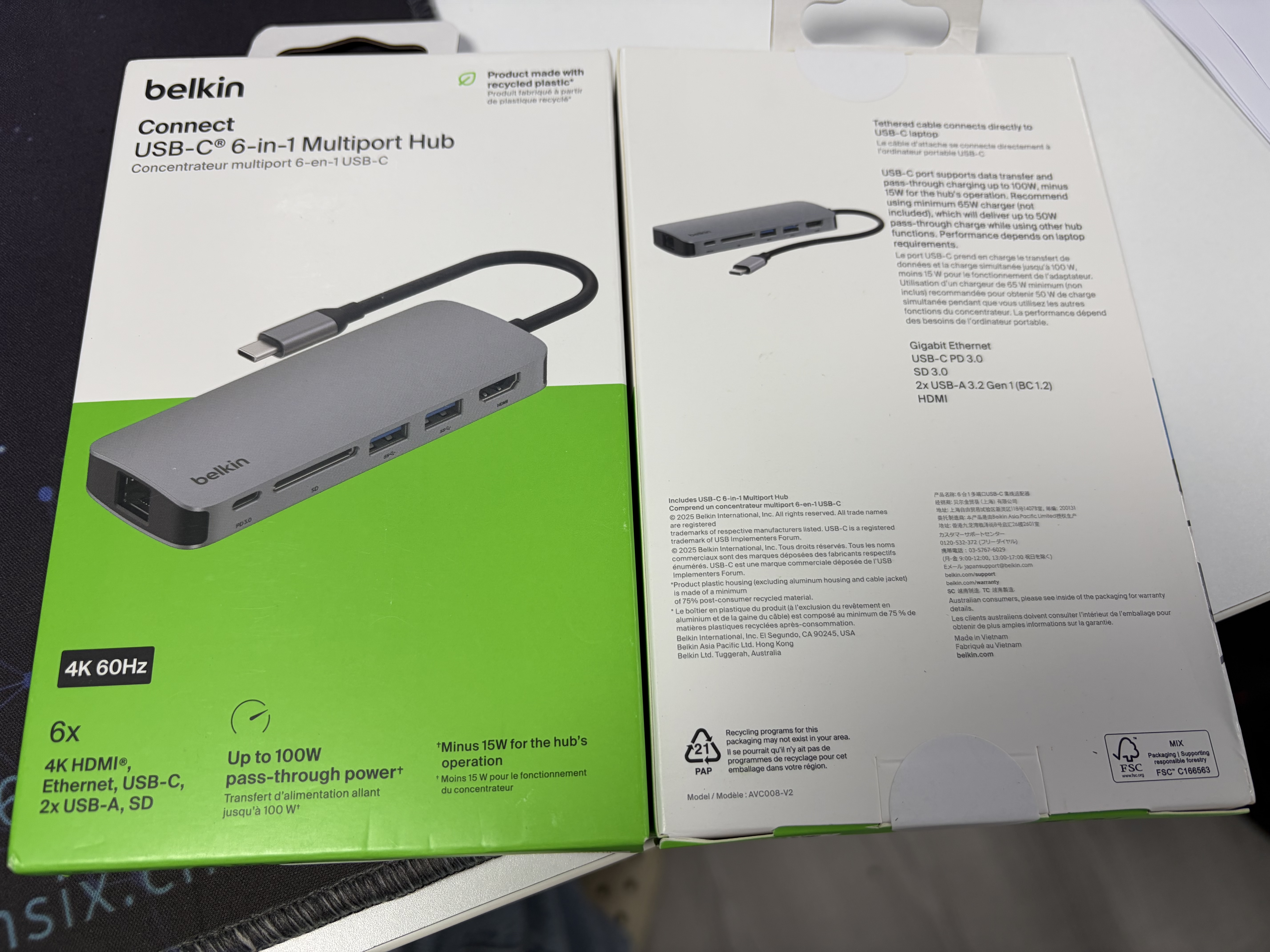 贝尔金（BELKIN）扩展坞六合一 Type-C拓展坞 PD供电 ipad转接器 Macbook笔记本电脑 USB/HDMI/网线口 AVC008-V2 实拍图