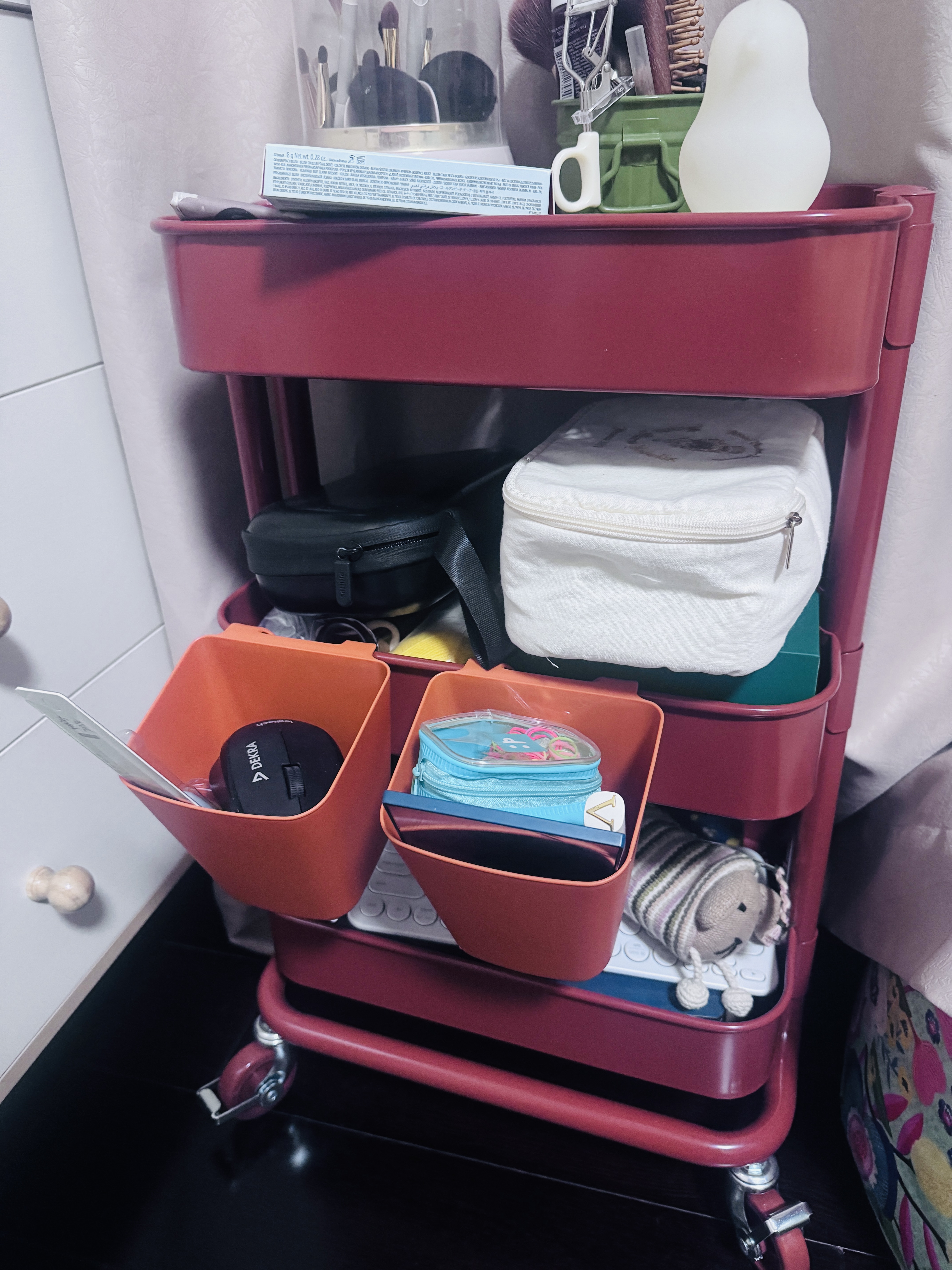 宜家（IKEA）拉斯克家居小推车置物架移动茶水桌书包架客厅厨房收纳架 小号28×38×61cm｜红褐色 实拍图