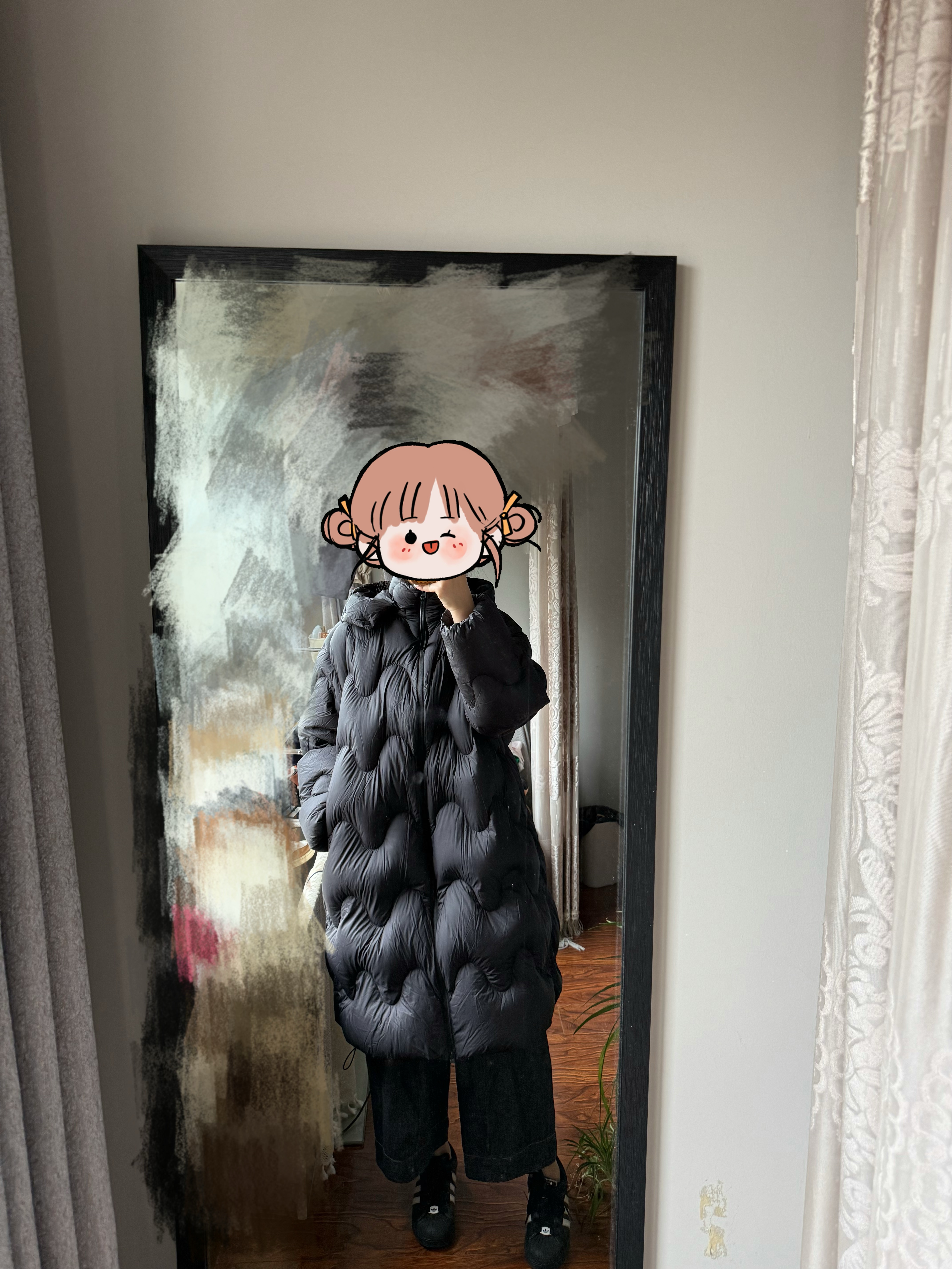 JNBY/江南布衣【波朗尼】秋冬中长款羽绒服女水波纹连帽5OAC12630 实拍图