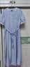 香影蓝色天丝连衣裙女2026夏季新款莱赛尔收腰系带圆领泡泡袖裙子 蓝色 M 160/84A/95-110斤 实拍图