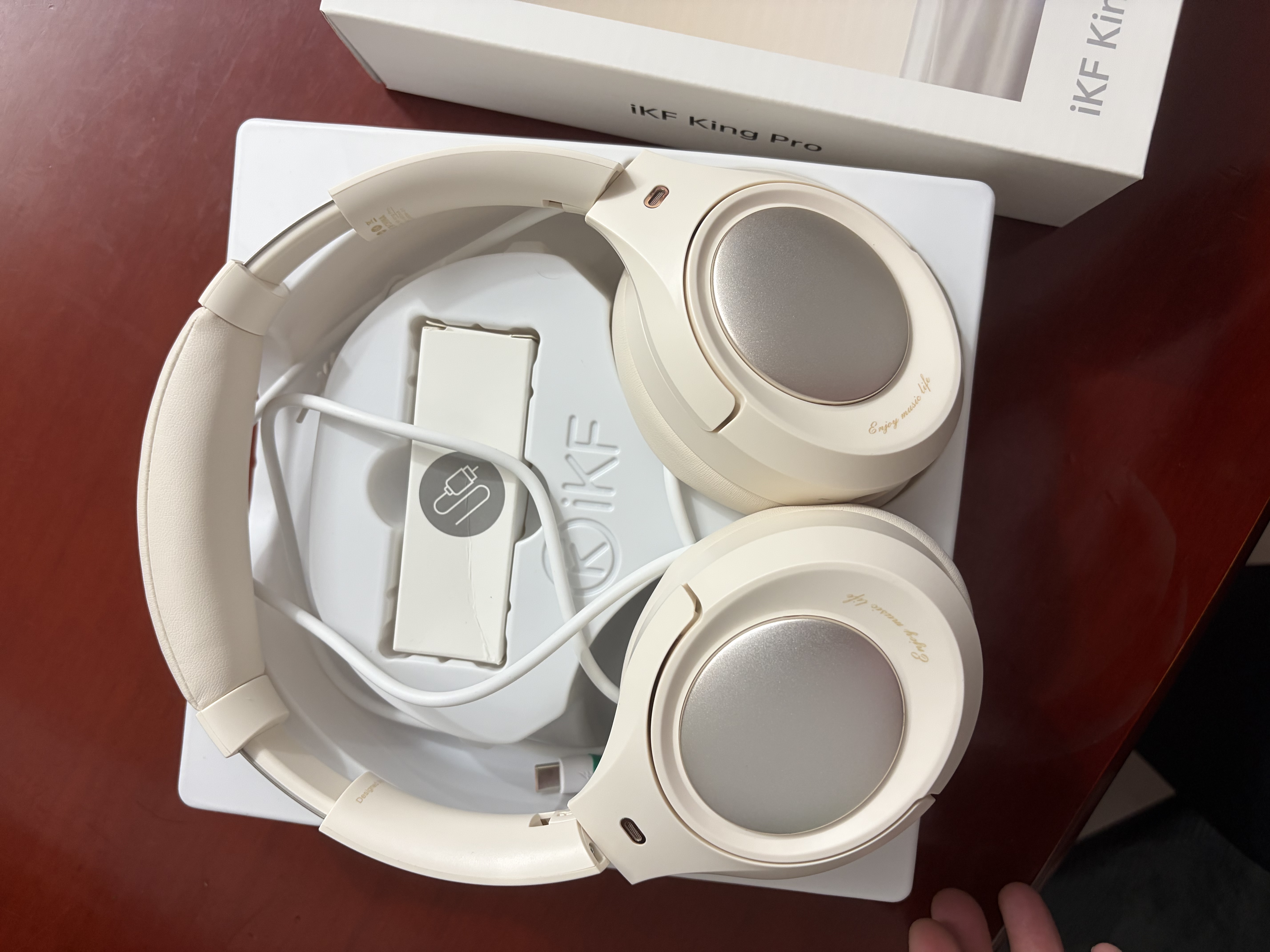 iKF King Pro3.0【双金标LDAC高解析】头戴式主动降噪蓝牙耳机新款无线有线游戏低延迟超长续航云岩白 实拍图