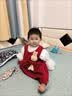G.duck小黄鸭女童套装春秋款连衣裙周岁女宝宝公主裙礼服儿童秋冬两件套 红色春秋套装（花朵款夹子） 90 尺码1~2岁【 80-90cm】 实拍图