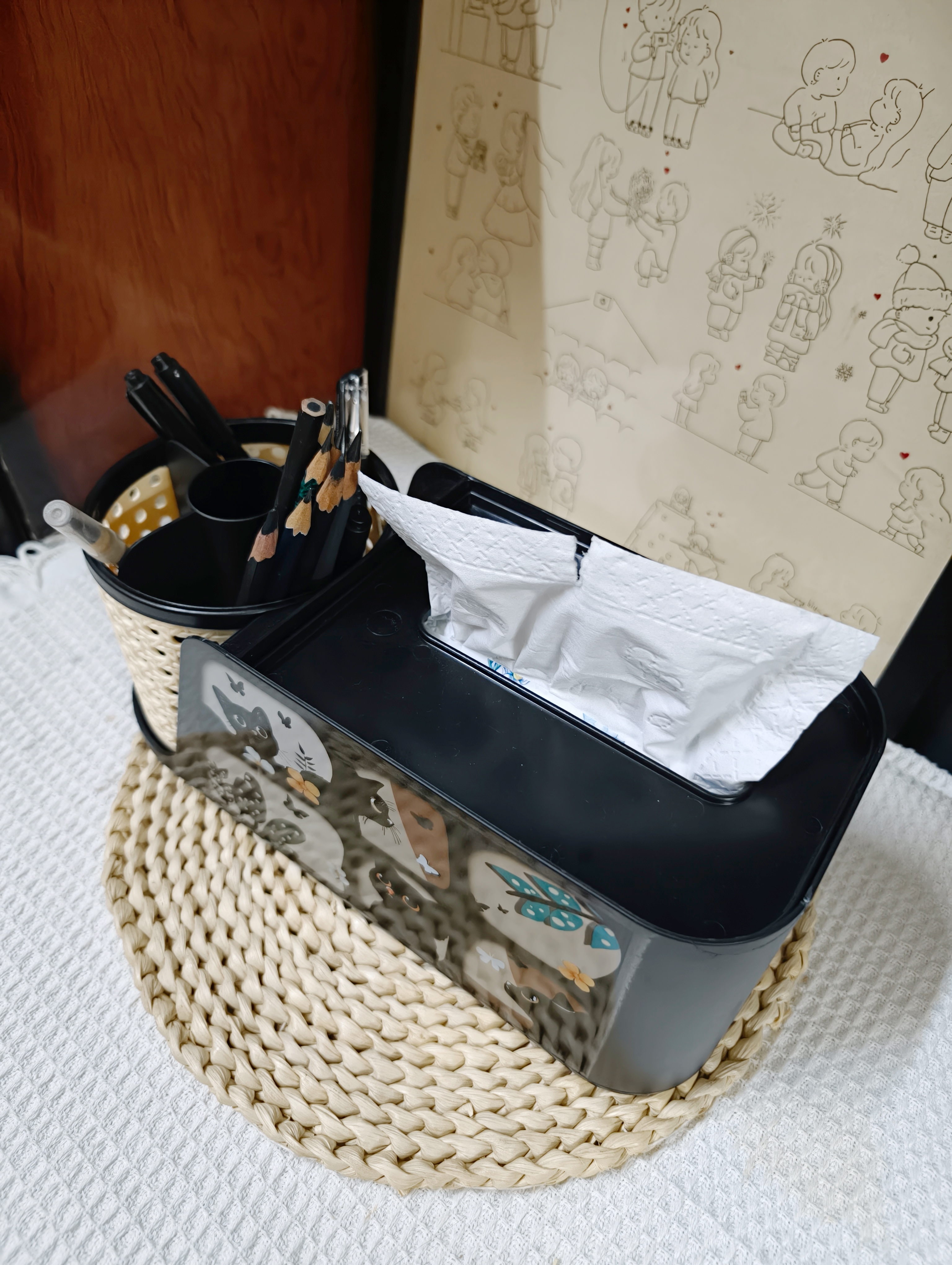 繁夏纸巾盒高级遥控器收纳客厅茶几梳妆台复古轻奢桌面抽纸盒化妆刷收纳盒 实拍图
